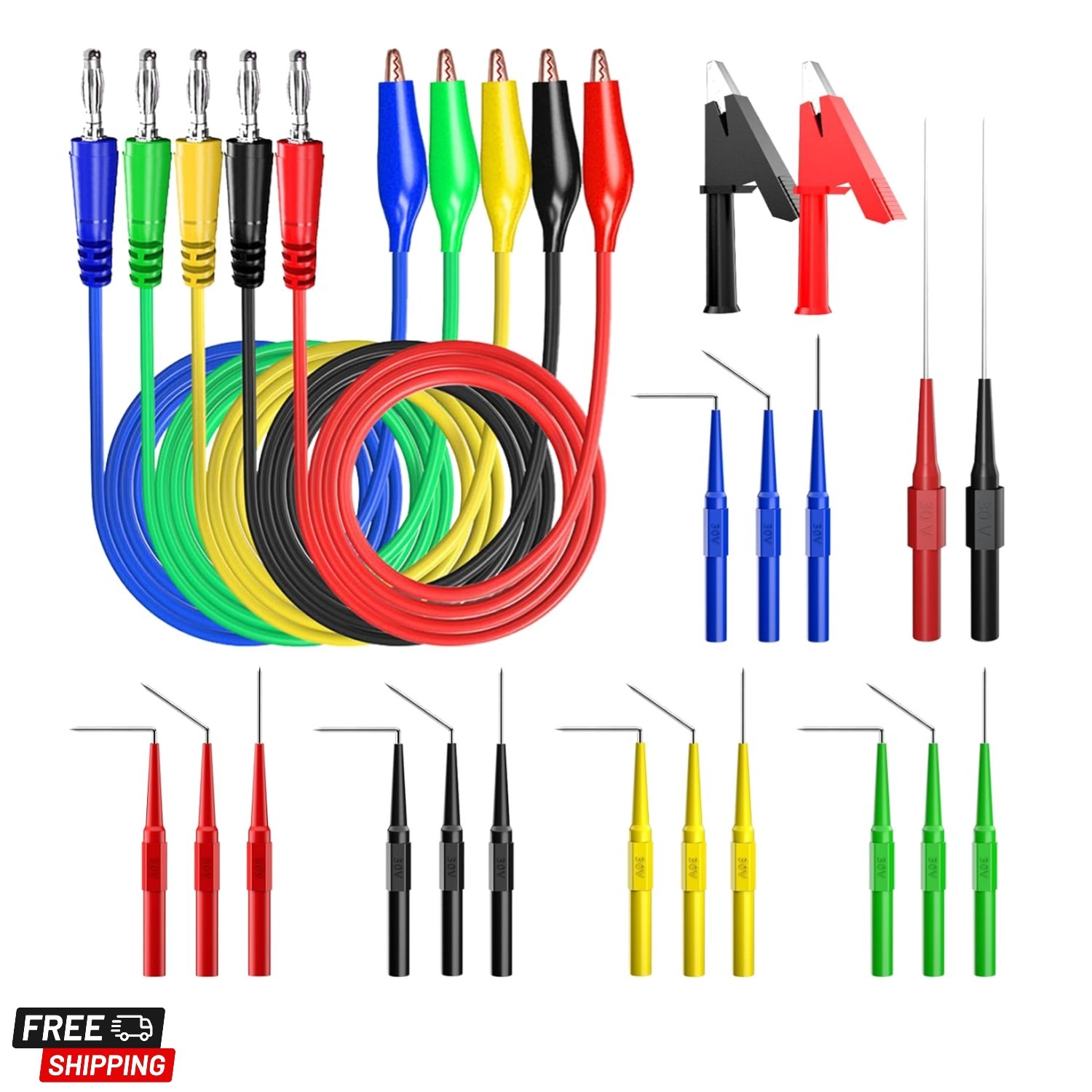 Back Probe Kit Banana Plug to Copper Alligator Clip Automotive  Leads Set wit...