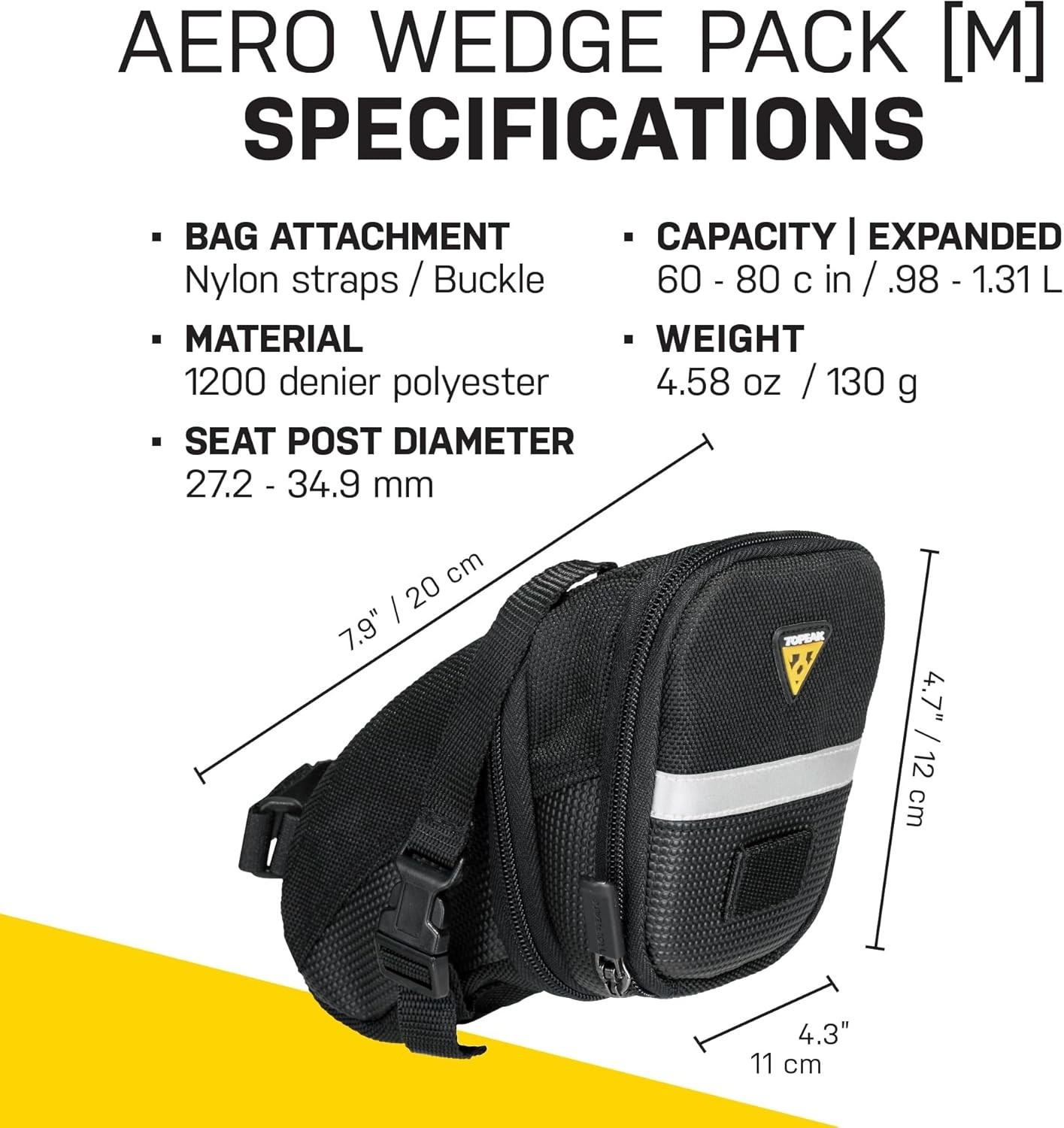 TC2261B Aero Wedge Pack with Strap Mount, Medium, black