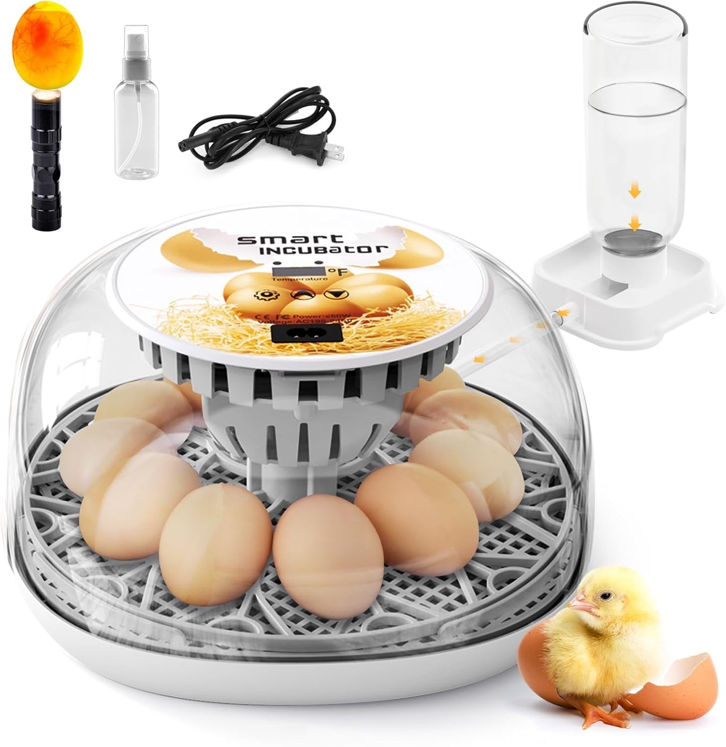 Incubadora Huevos Automatica 12 Huevos Ventana 360 Smart Termometro Aves Gallina