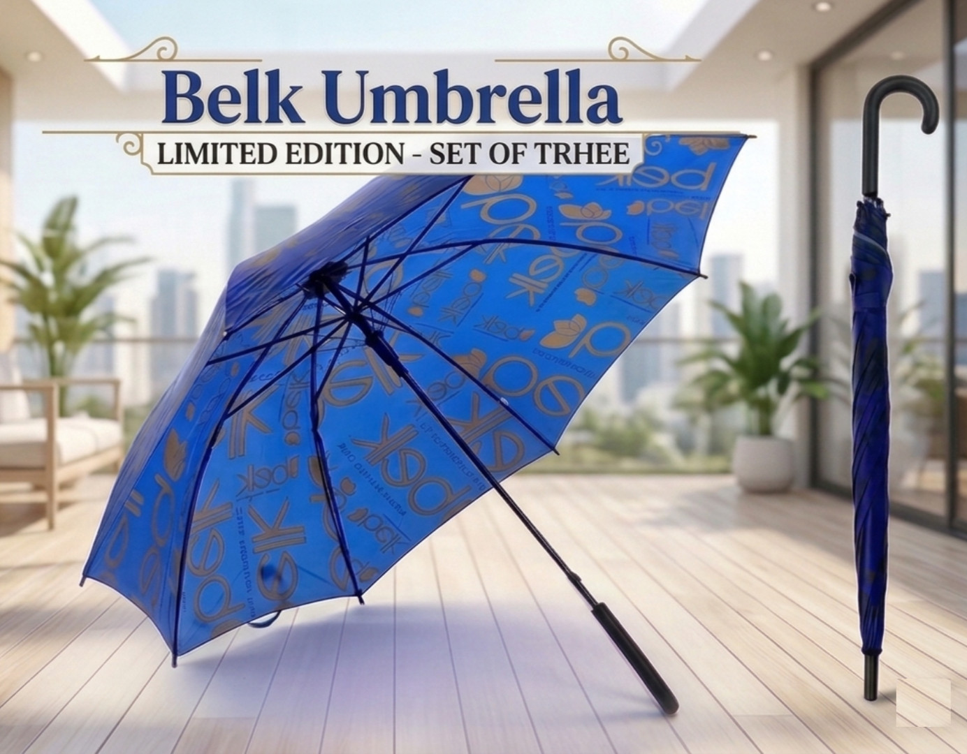 Belk Umbrella Blue and Black with Letters 30 inch Set of 3