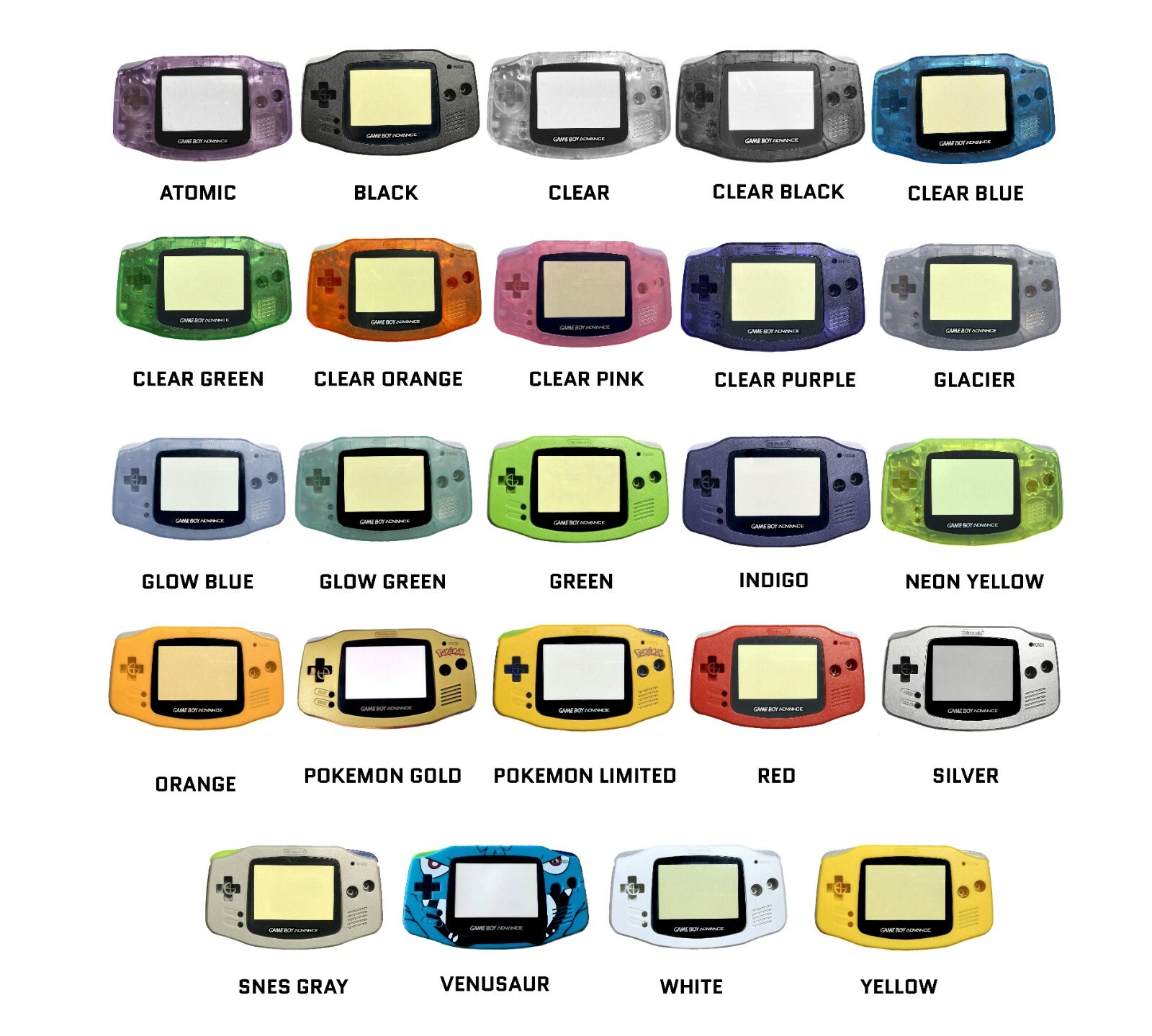 Nintendo Game Boy Advance GBA Backlight IPS LCD System Rechargeable USBC Battery