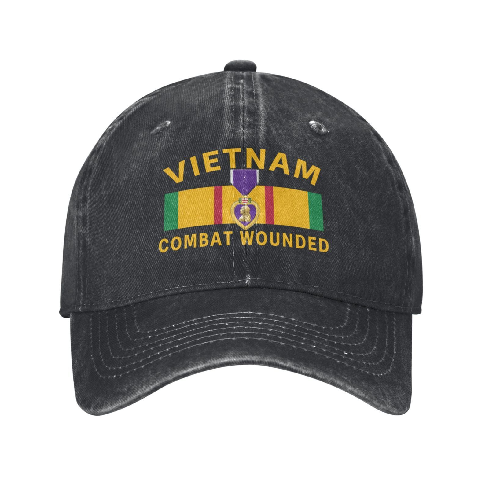 Vietnam Combat Wounded Baseballcap neutral Washed denim adjustable sport sun hat