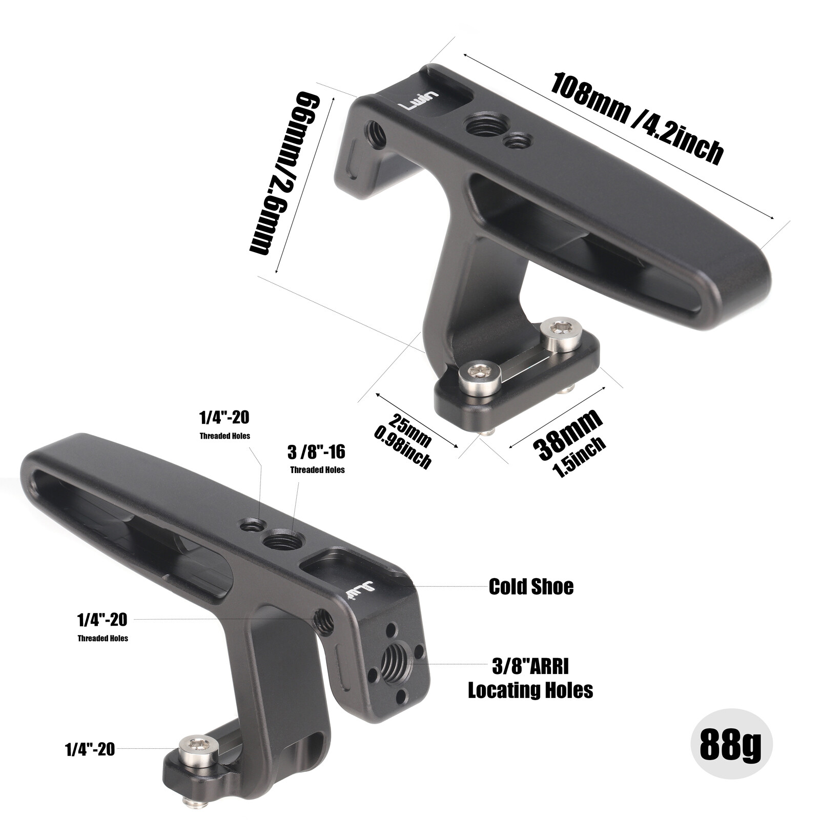 Camera Frame Cage w Cold Shoe with Top Handle Grip for Canon EOS 80D 90D Camera