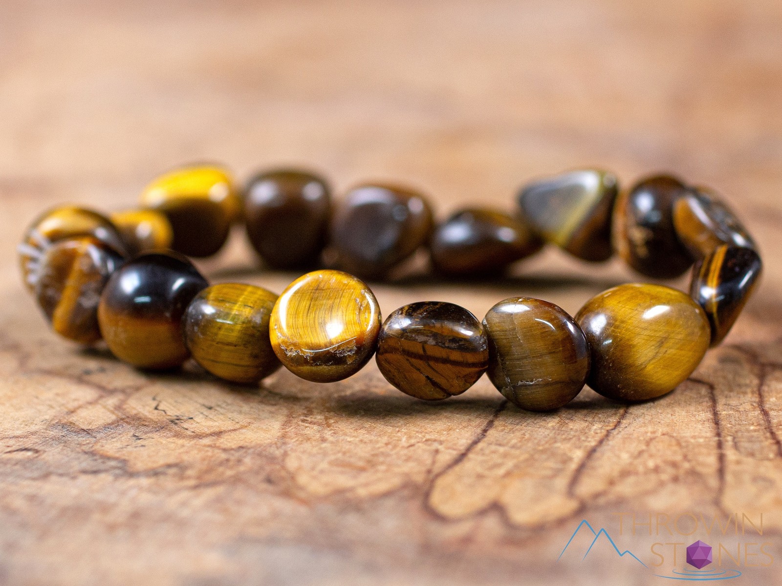 TIGERS EYE Crystal Bracelet - Tumbled Beads - Beaded Handmade Jewelry, E0906