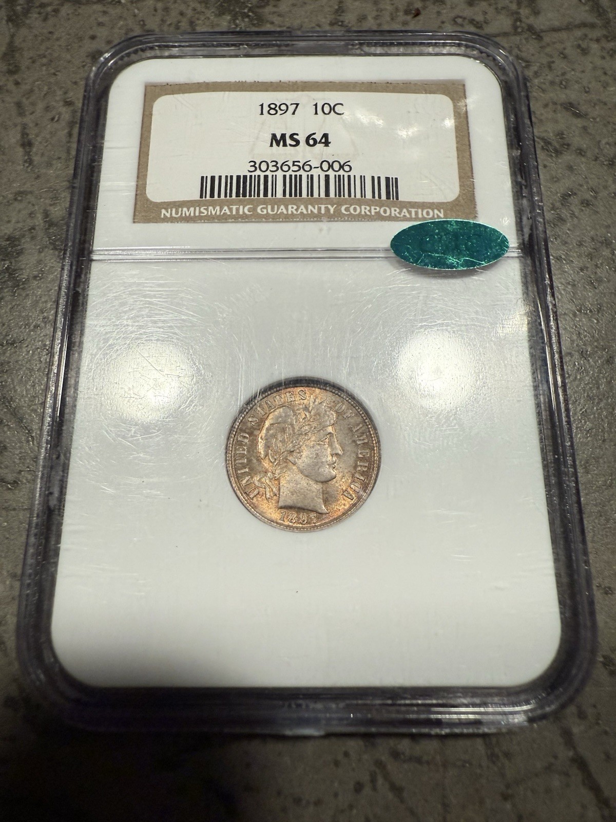 1897 Barber Dime NGC MS64 CAC Nicely Toned RPD FS-301 PQ