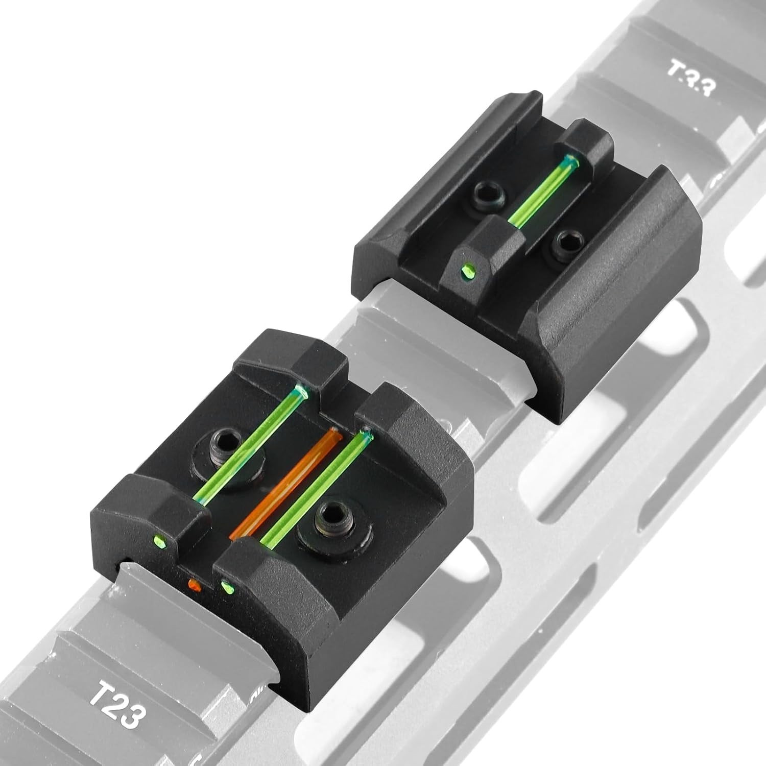 Low profile fiber optic front and rear sights for enhanced targeting performance