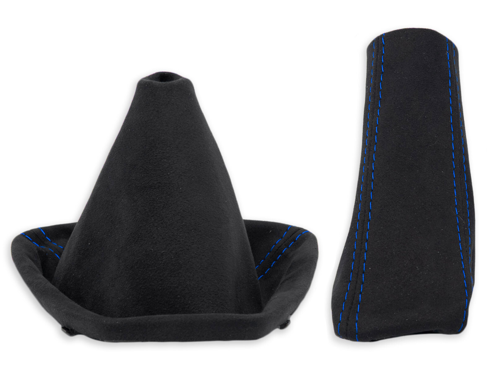 FOR BMW E90 E91 GEAR SHIFT + HANDBRAKE GAITER ALCANTARA STITCHING BLUE + FRAME