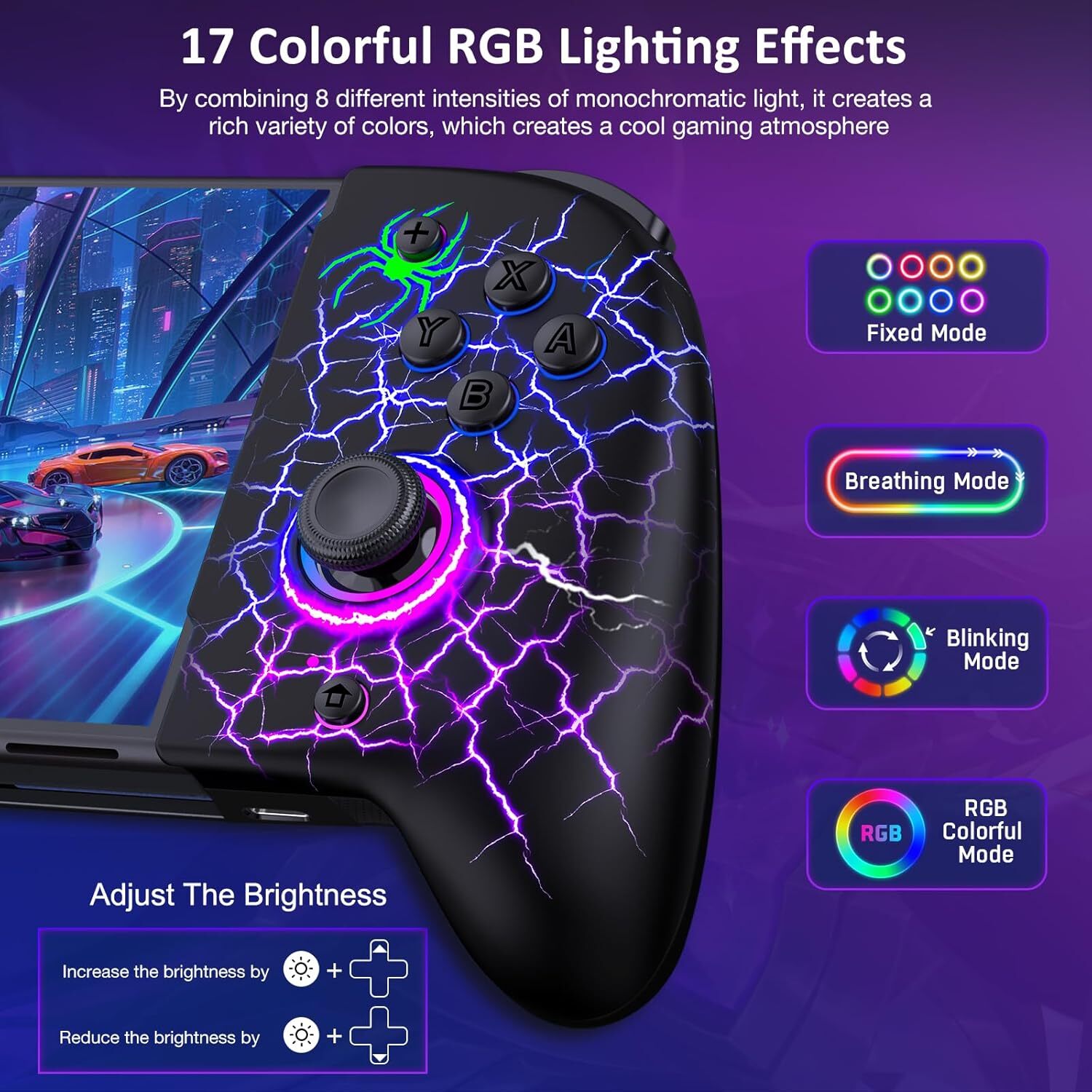 Wireless Switch Controller for Nintendo Switch/OLED,Hall Effect One-Piece Joypad