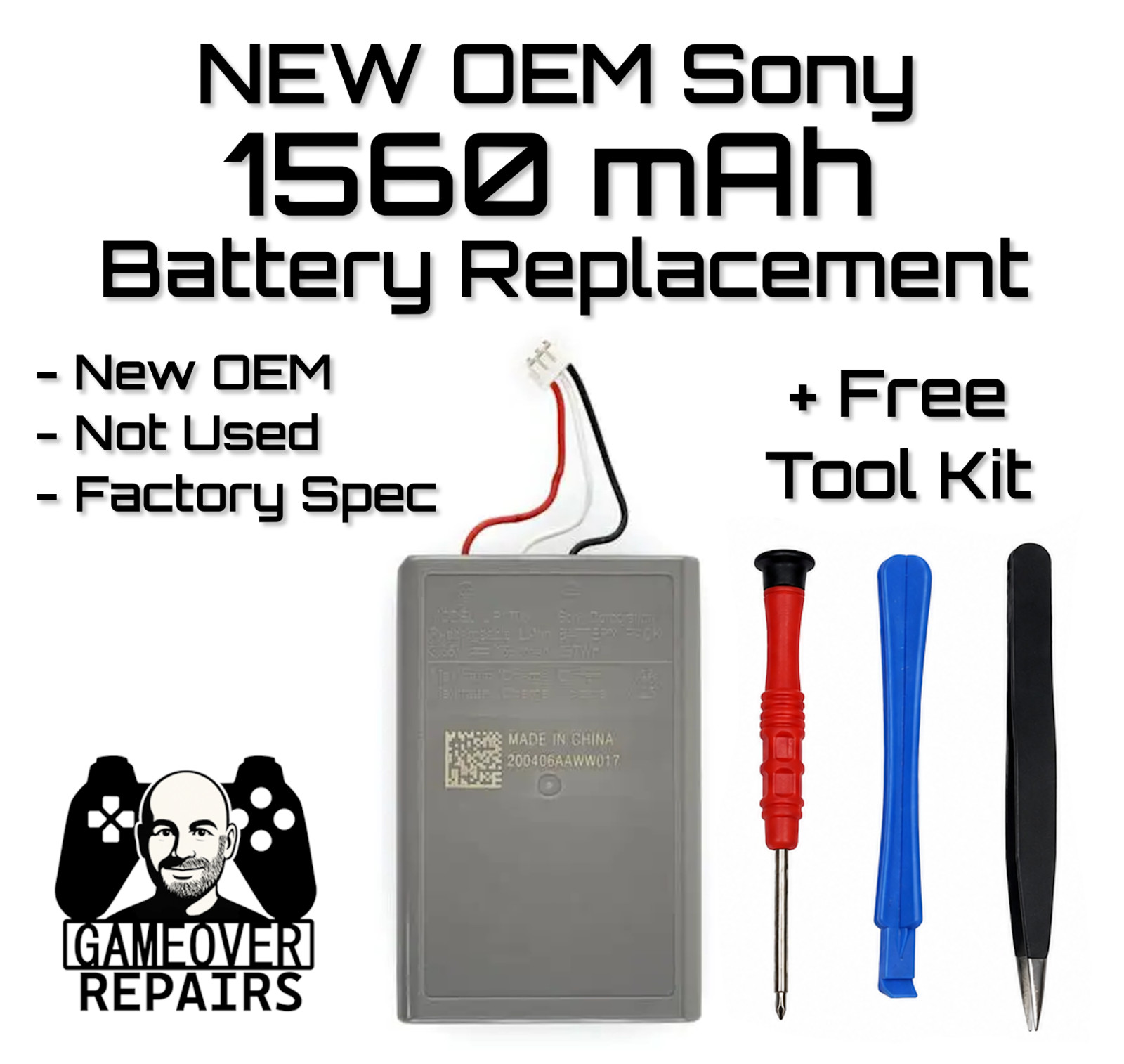 NEW OEM Sony PS5 DualSense 1560mAh Battery Replacement + Toolkit