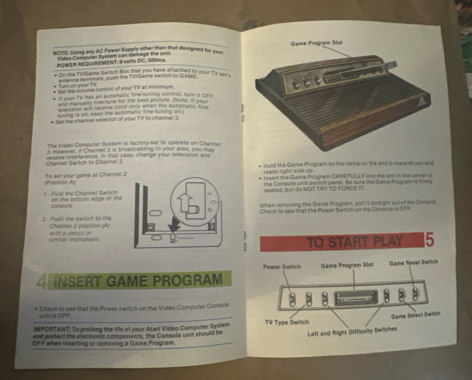 Atari Video Computer Owner's Manual CX2600 1978