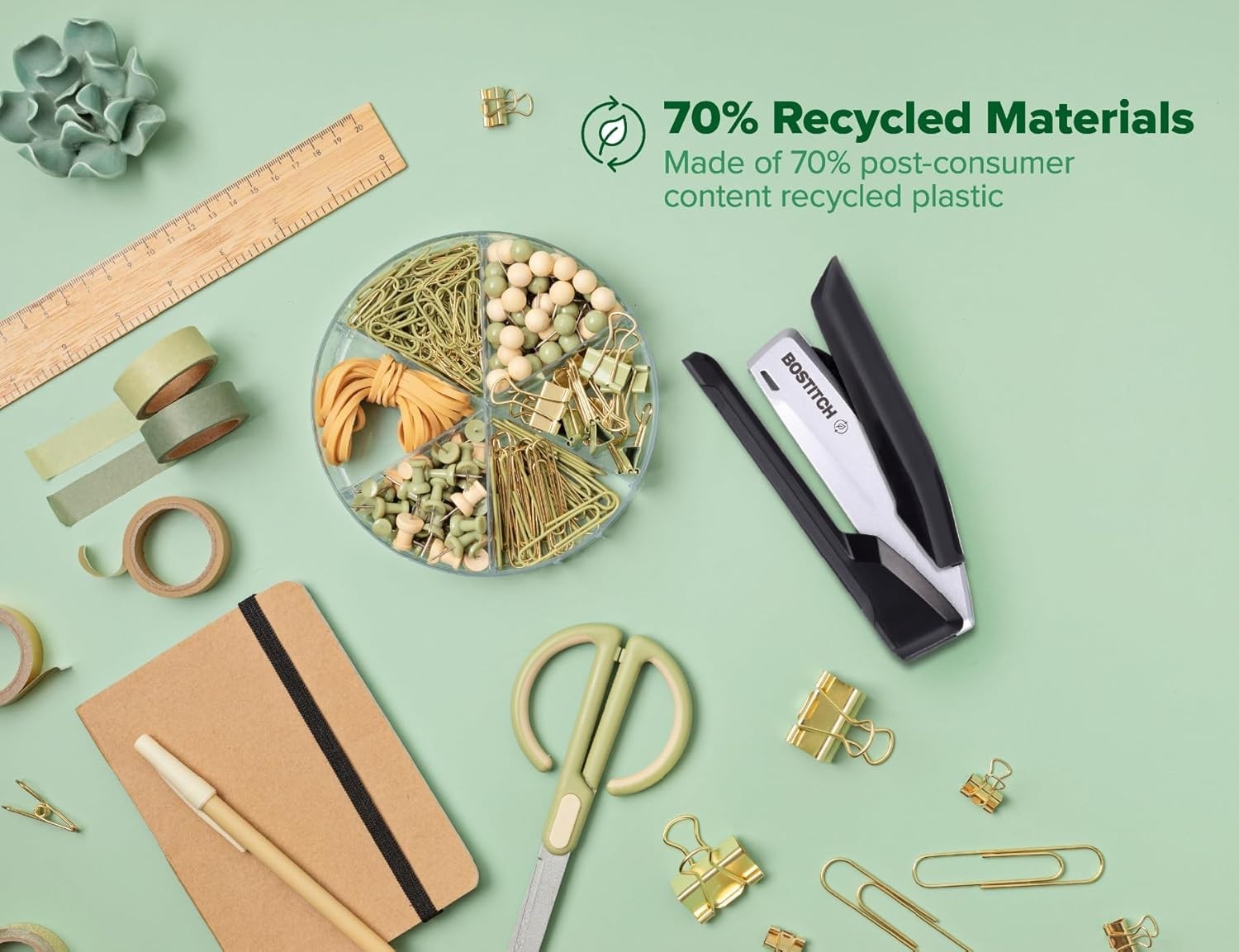 Bostitch Office InPower Desktop Eco-Friendly Stapler, One-Finger Technology, ...