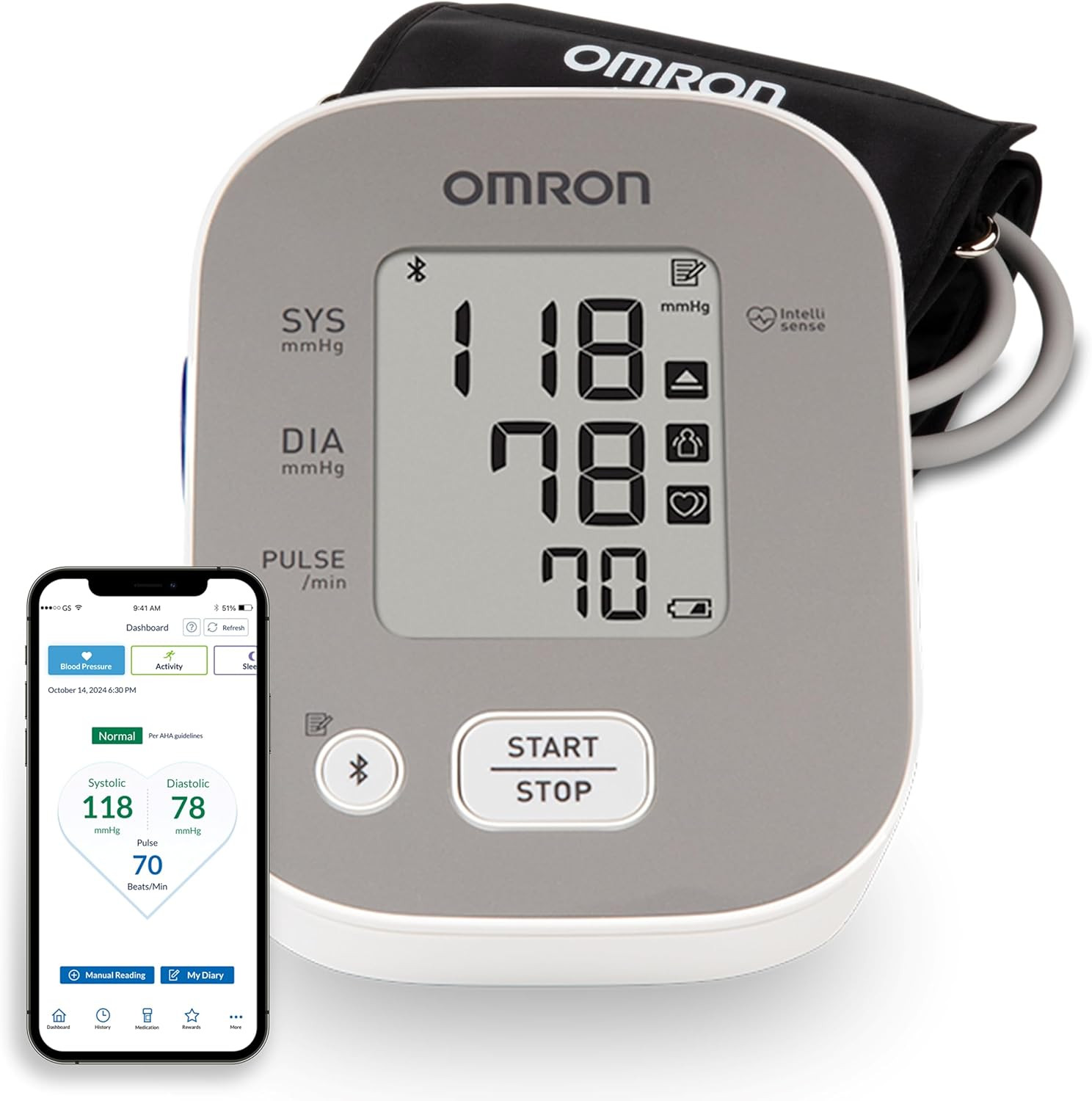 OMRON Bronze Blood Pressure Monitor for Home Use & Upper Arm Blood Pressure Cuff