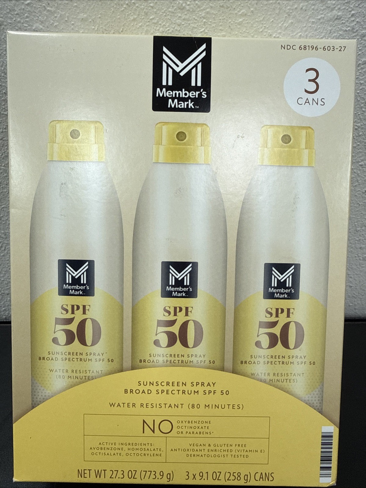 Member's Mark SPF 50 Broad Spectrum Sunscreen Spray Vegan Cruelty-Free 3 Pack