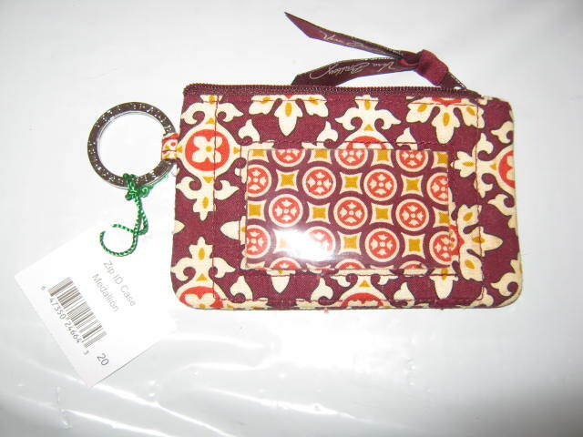 Vera Bradley Medallion ZIP ID Case w/ Key Ring 3 x 5 NWT