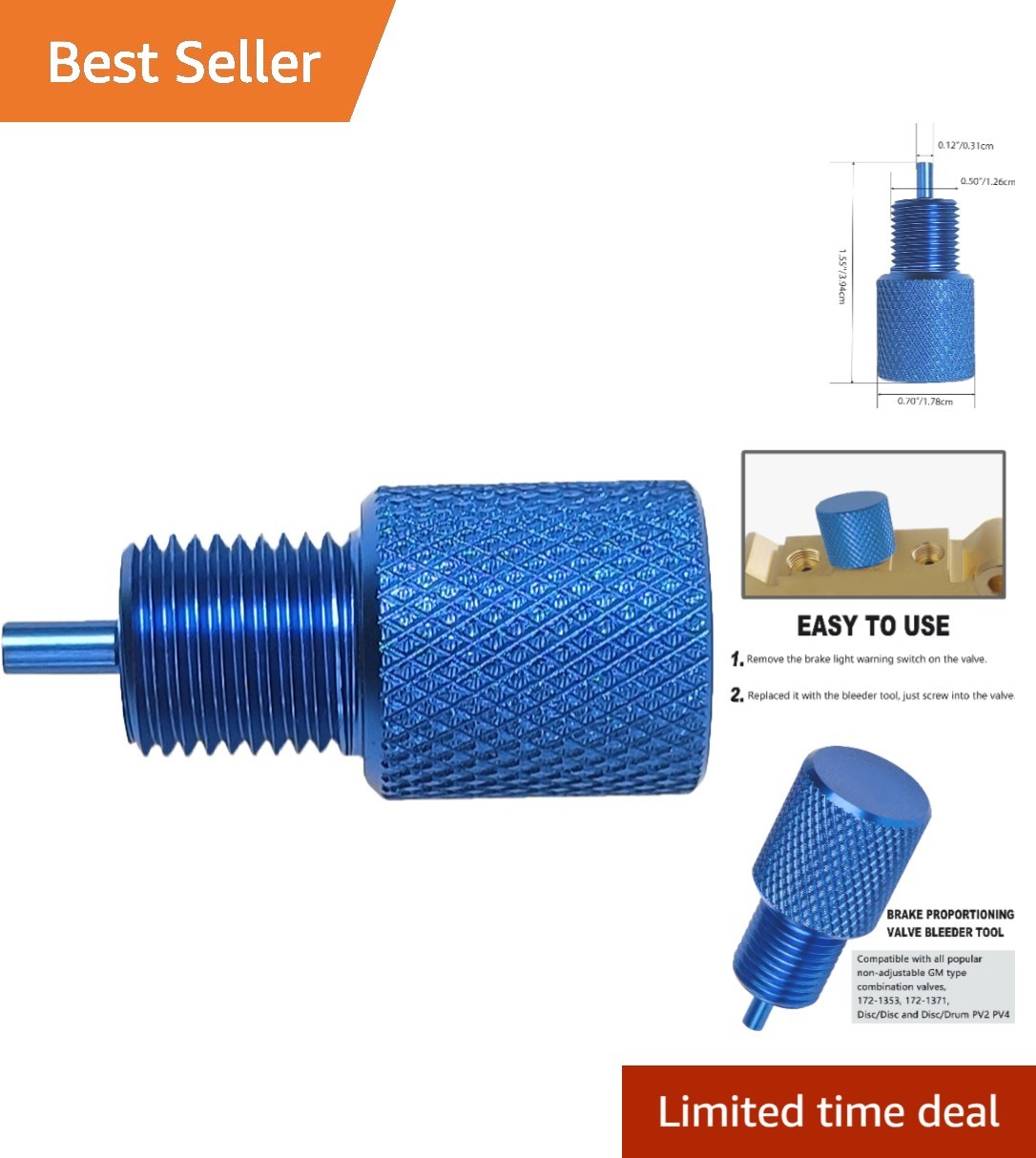 Durable Aluminum Brake Bleeder Tool for Disc/Disc & Disc/Drum GM Valves, 2 Ports