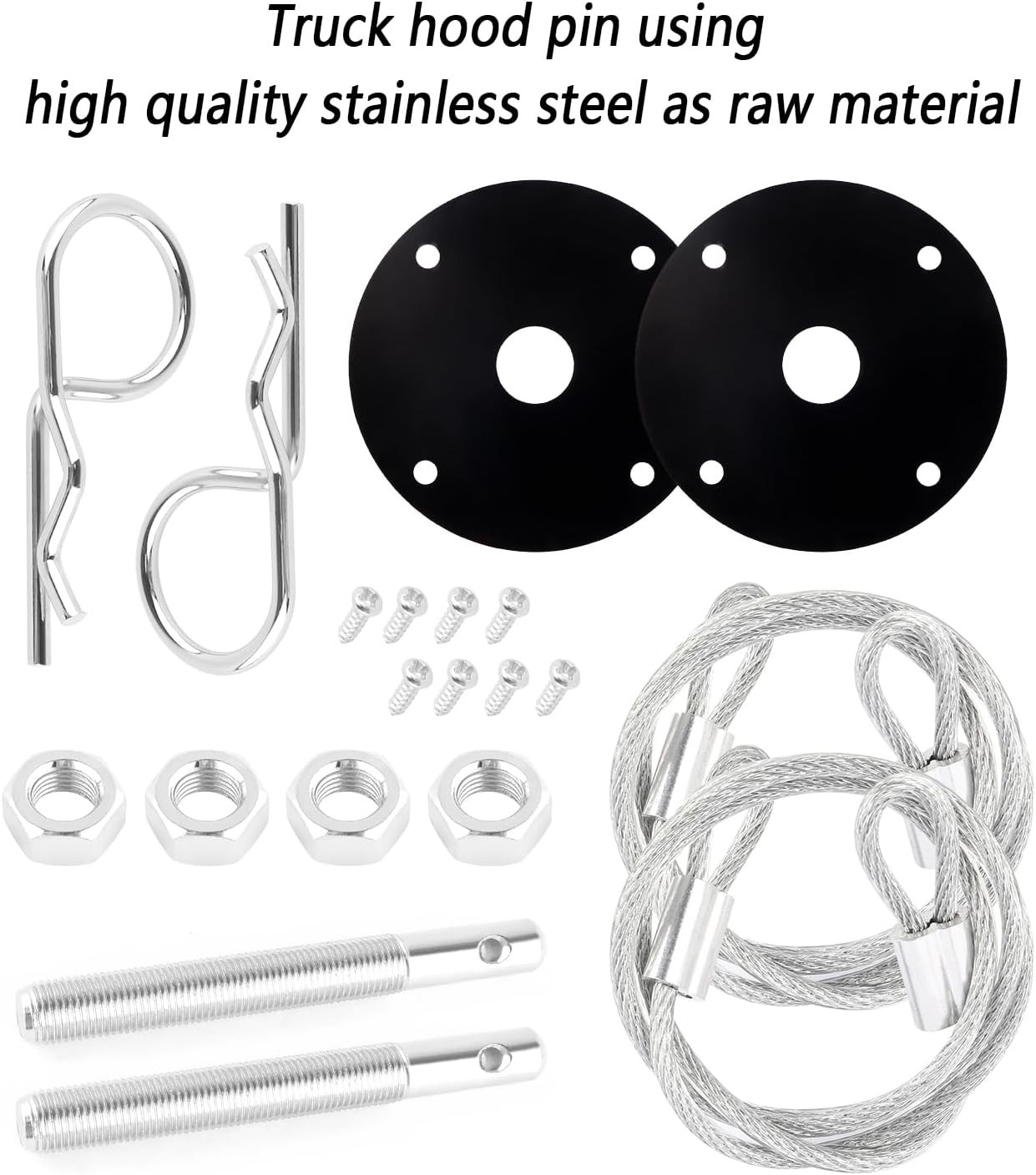 Hood Pins Kit with Racing Lanyard for Car