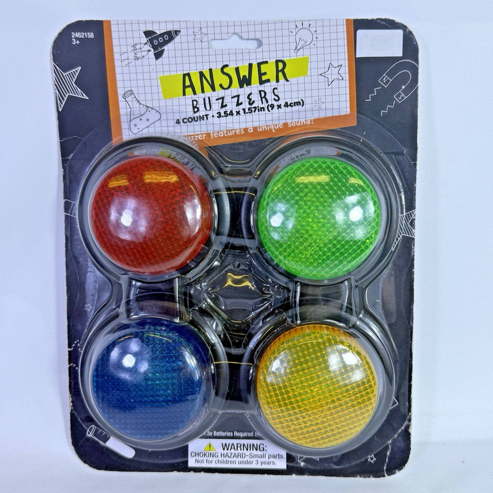 4 Answer Buzzers Game Show Buttons Classroom Quiz Buzzer Set Lights & Sounds NIB