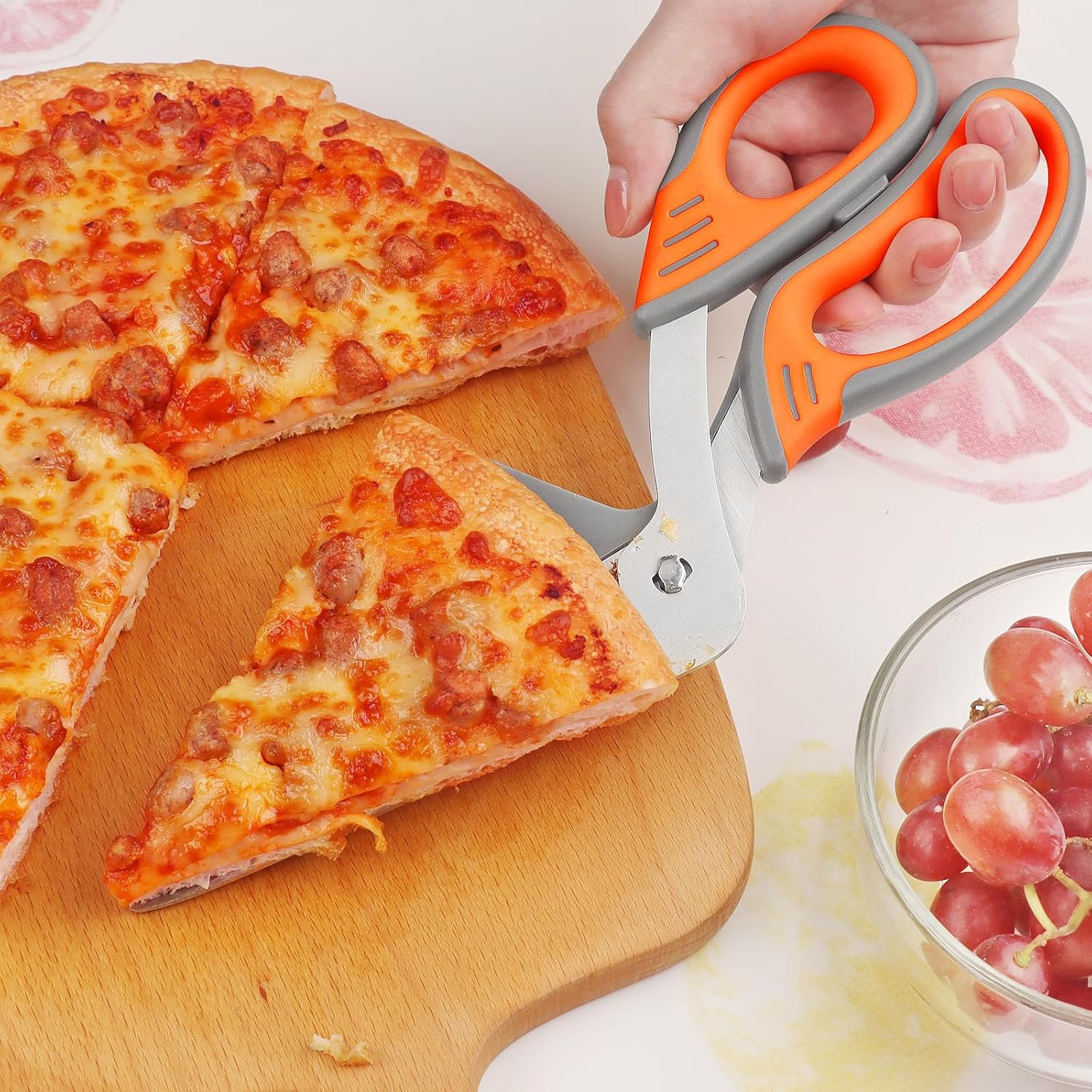 Pizza Scissors, Multi-Functional Kitchen Shears with Detachable Pizza Peel, F...