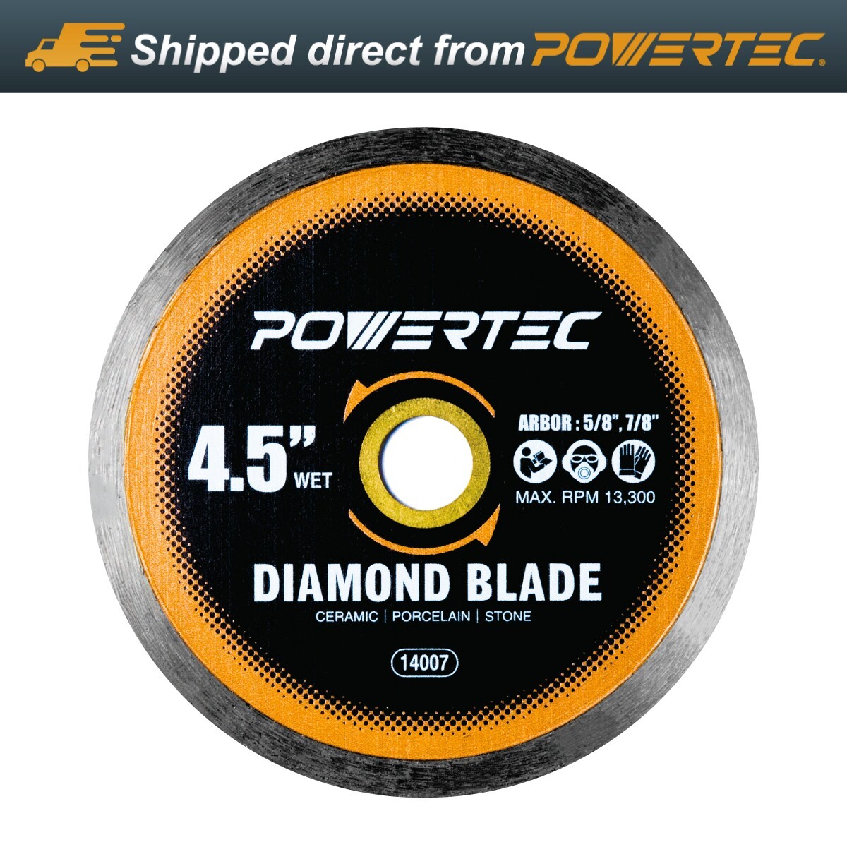 POWERTEC 4-1/2" Continuous Rim Diamond Saw Blade for Angle Grinder (14007)