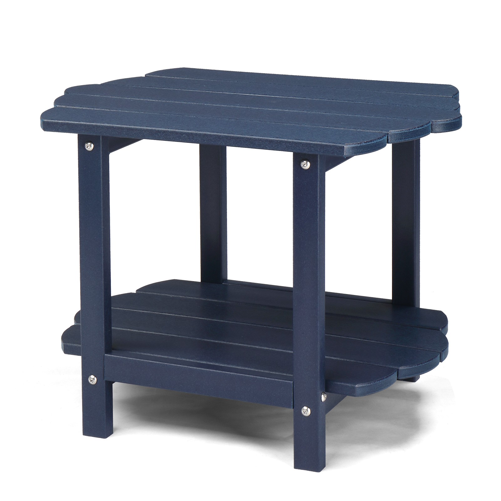 2-Tier Portable Side Table, HDPE Storage Table Weather Resistant for In/Outdoor
