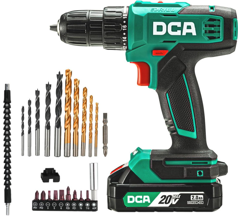 Taladro Inalámbrico 20V 354 in-lb 3/8" Mandril 18+1 Velocidades Kit 25 Pzs