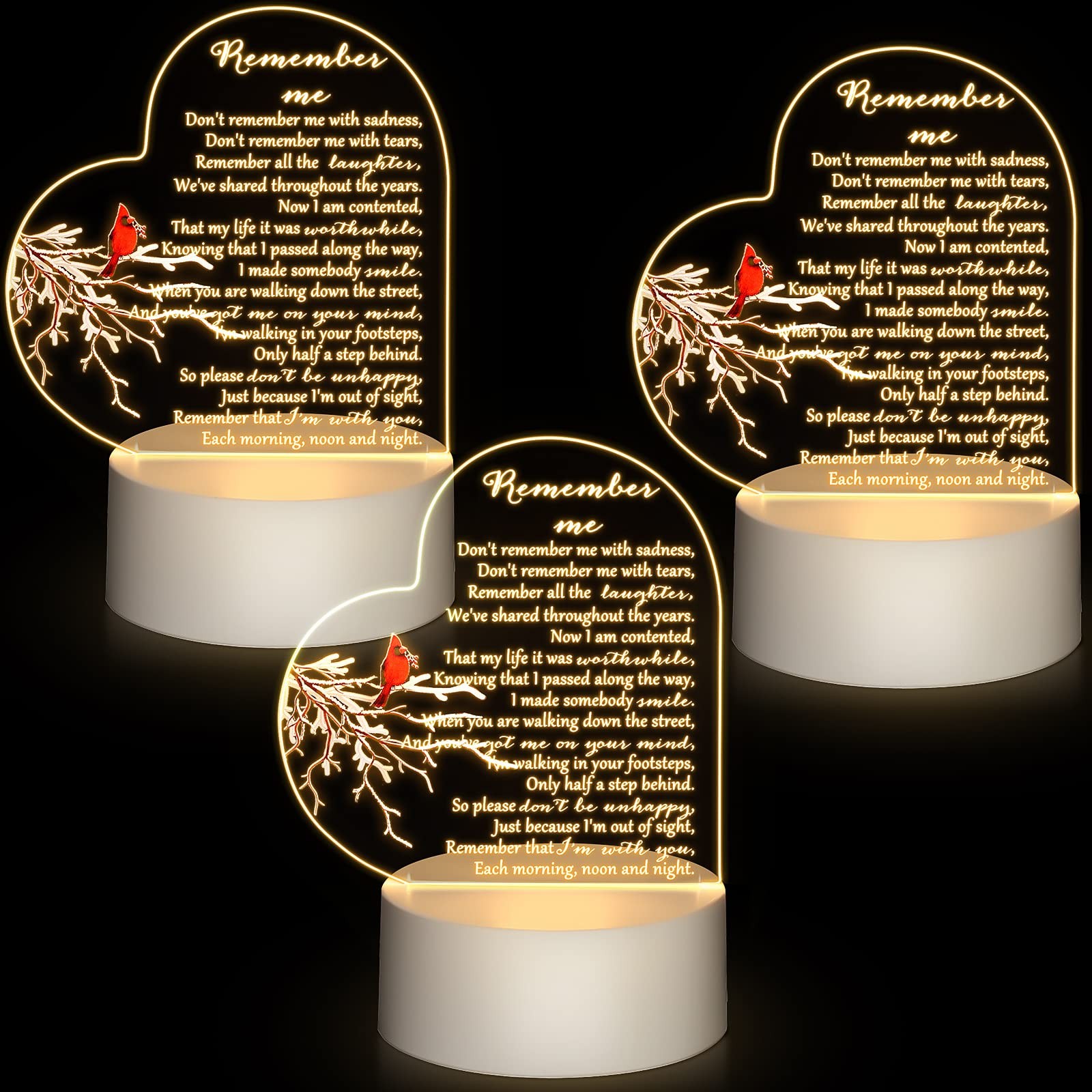 3 Pack Sympathy Gift Memorial Night Light Gifts for Loss of Loved Remember Me...