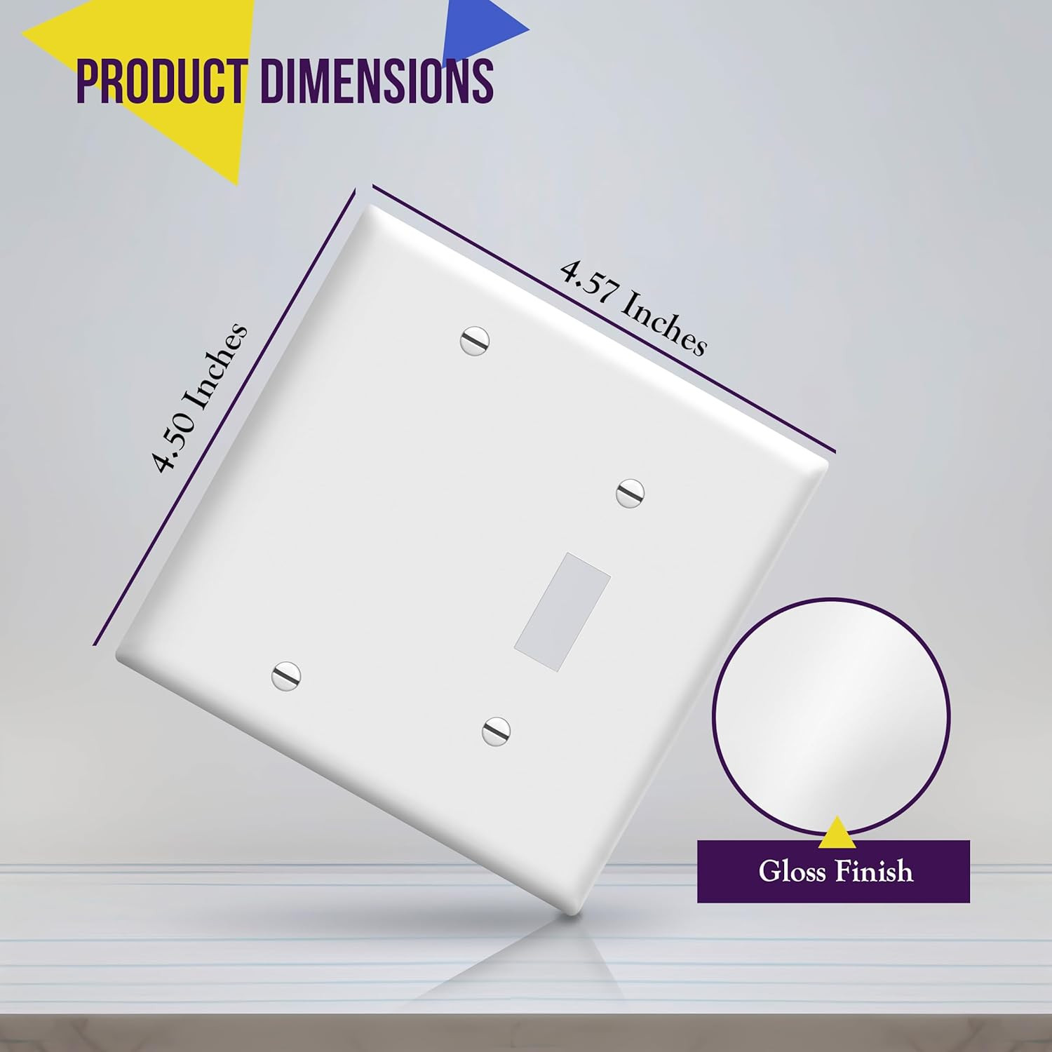 Combination Toggle Switch/Blank Device Wall Plate, Standard Size, 2-Gang 4.5" X