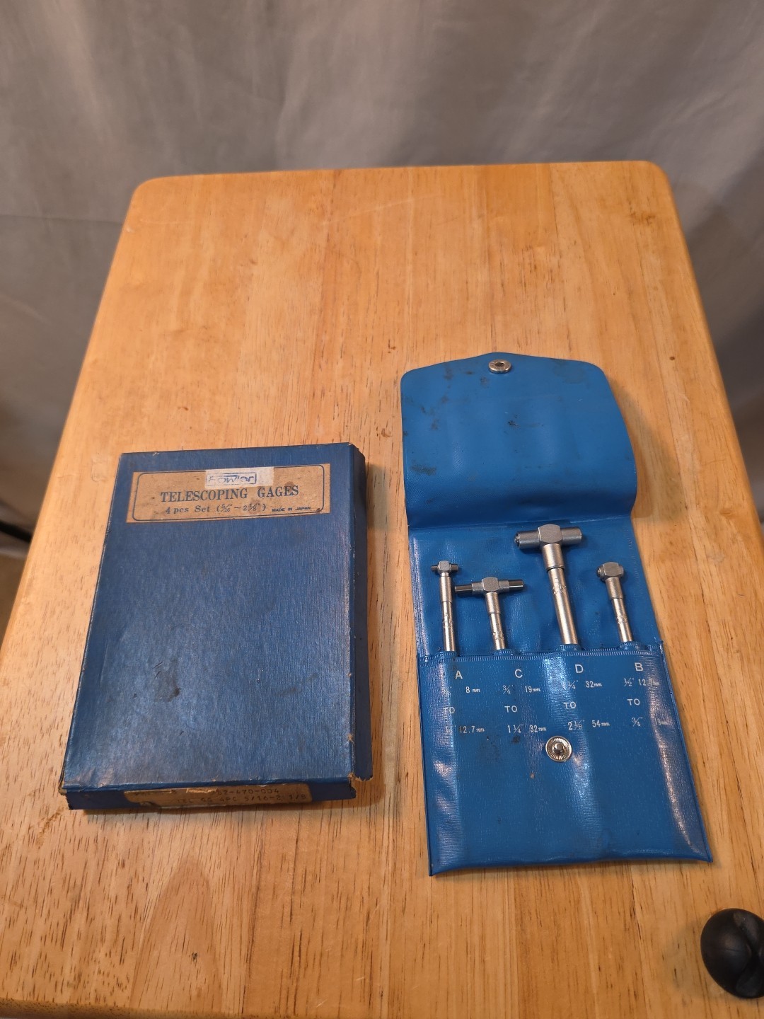 Fowler Telescoping Gauge Set 4 Pc 5/16 to 2-1/8 Inch Made in Japan Original Box