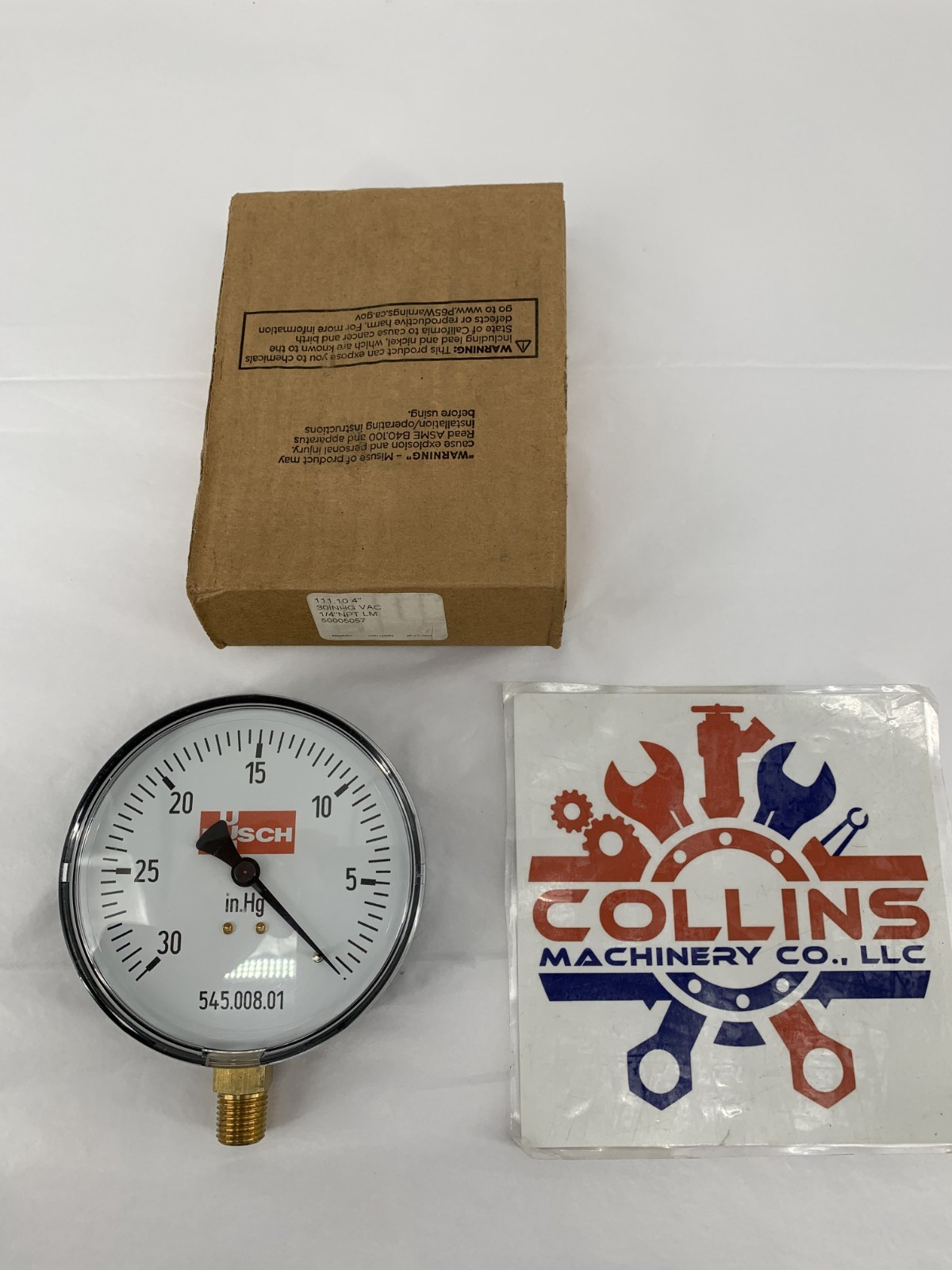 Busch 50005057 111.10 4" 30-0 INHG Vacuum Gauge 1/4" NPT Lower Mount