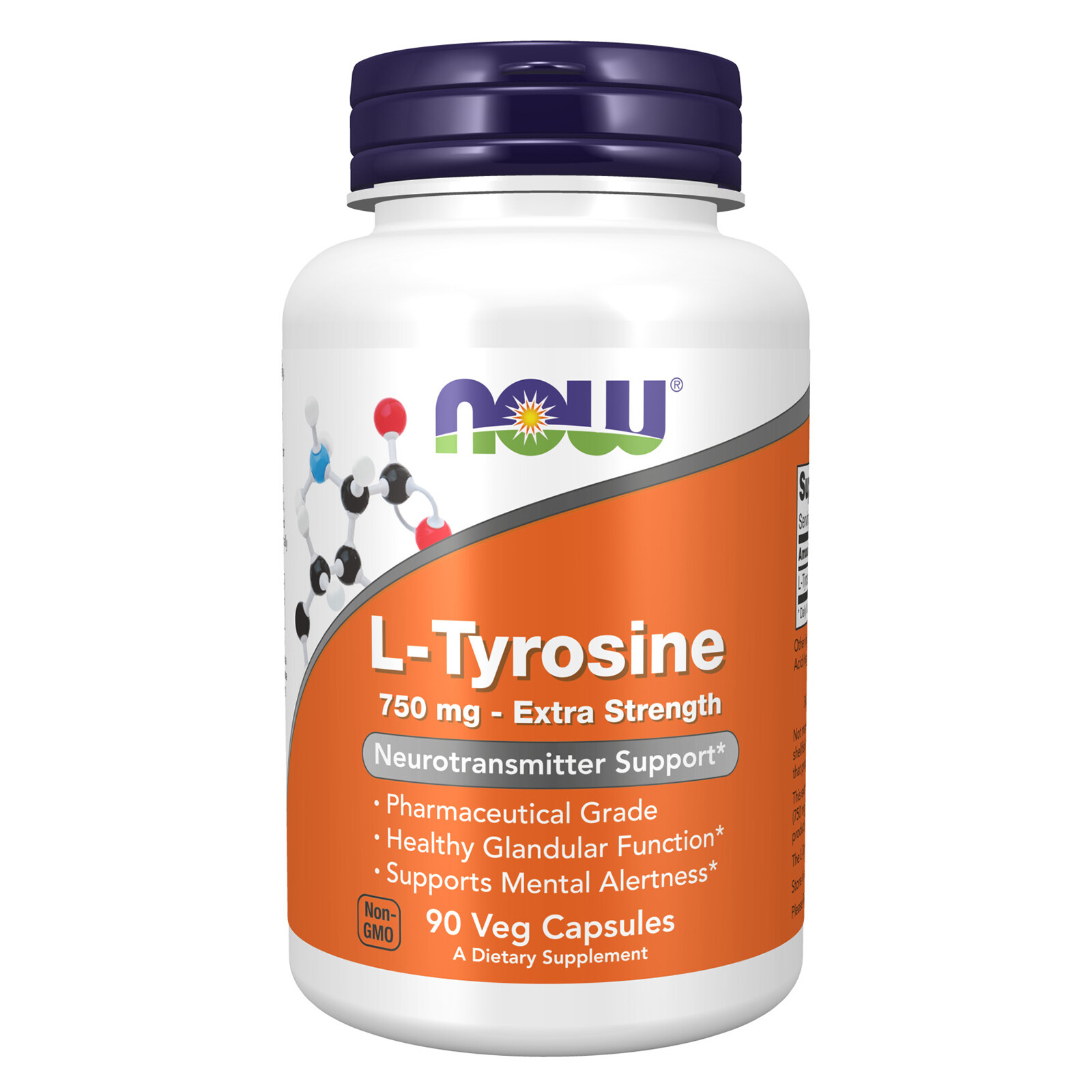NOW FOODS L-Tyrosine 750 mg Extra Strength 90 Veg Capsules