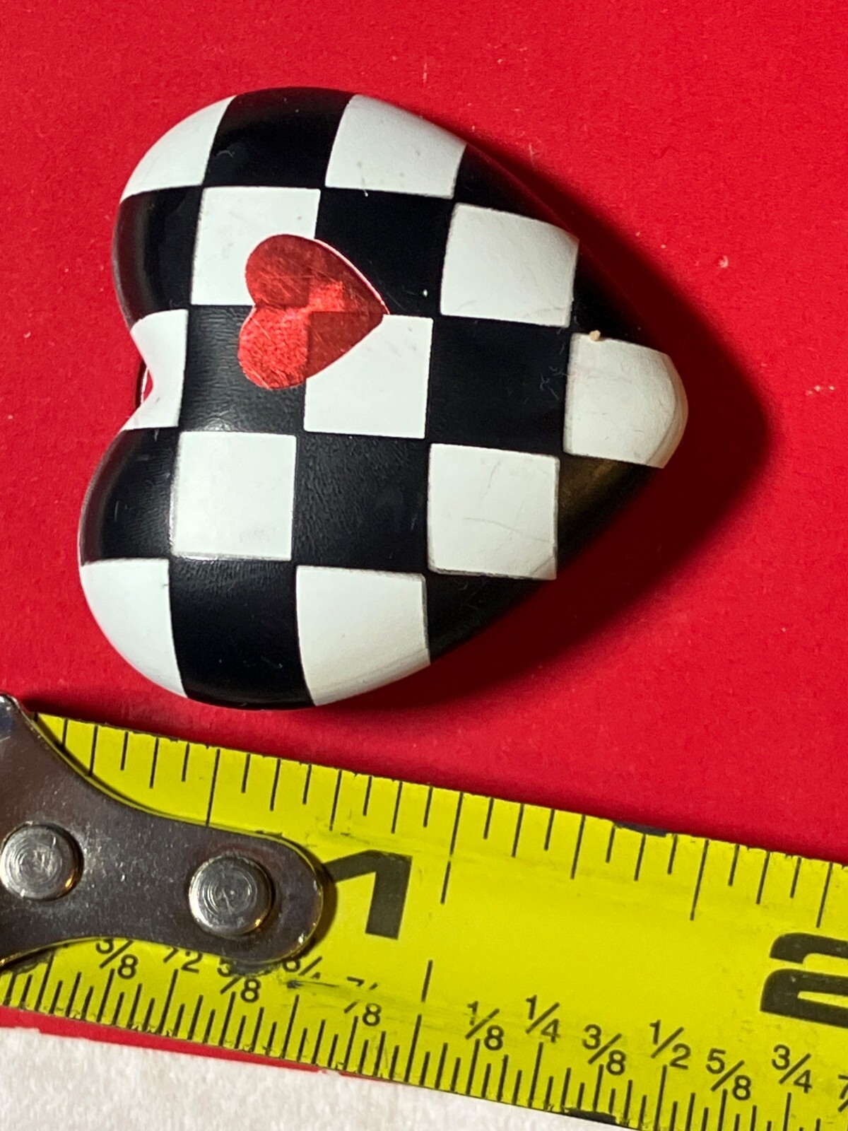 Hallmark Heart-Shaped Checkerboard Lapel Pin With Red Heart Accent