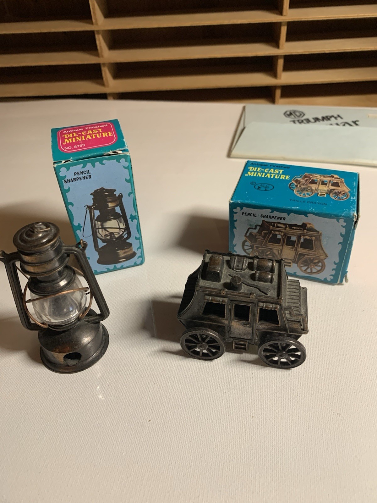 VintageLot Of Two Die Cast Western STAGECOACH  OIL LANTERN PENCIL SHARPENERS!!