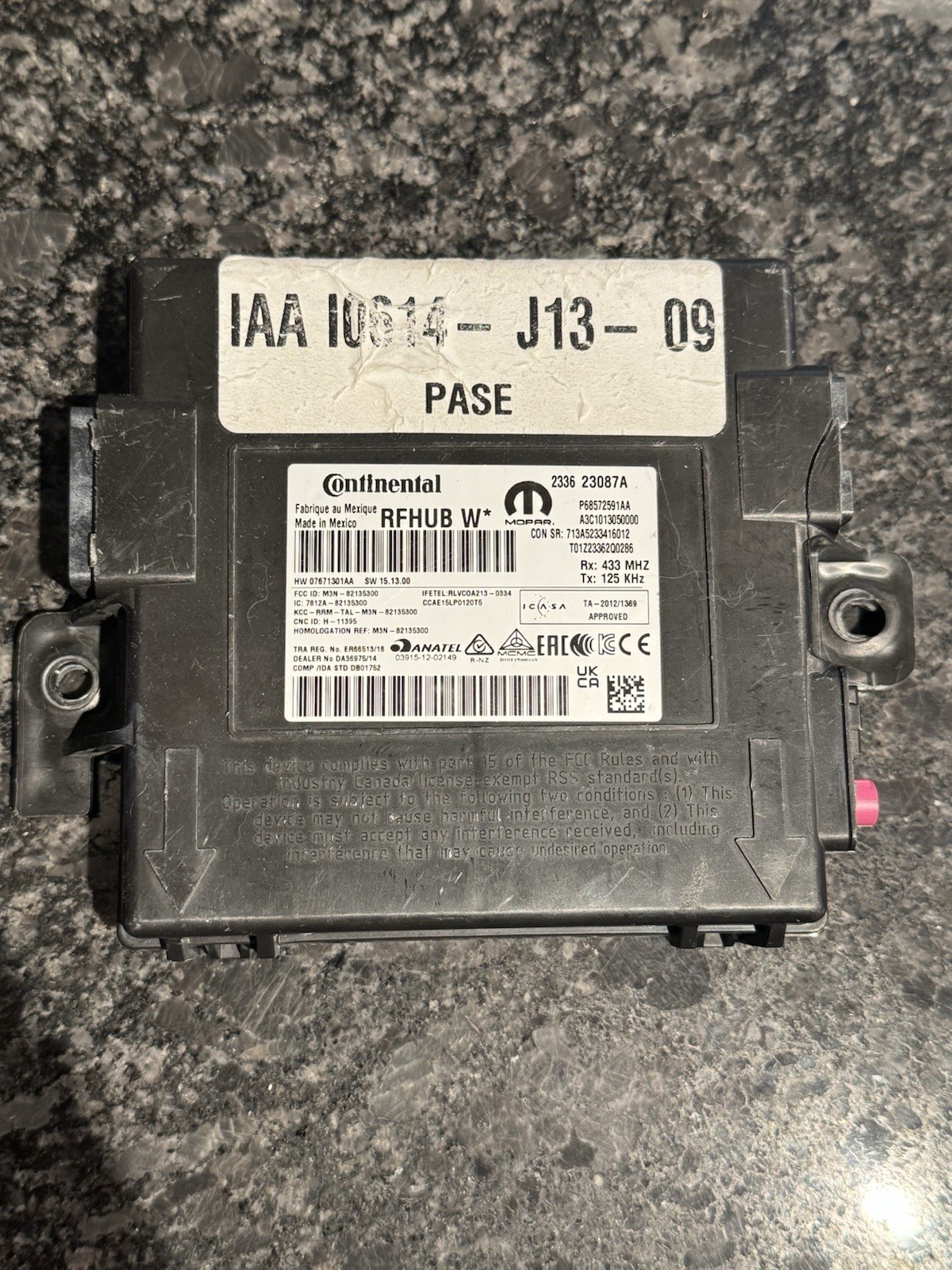 MOPAR RF hub receiver (part #p6857259AA)