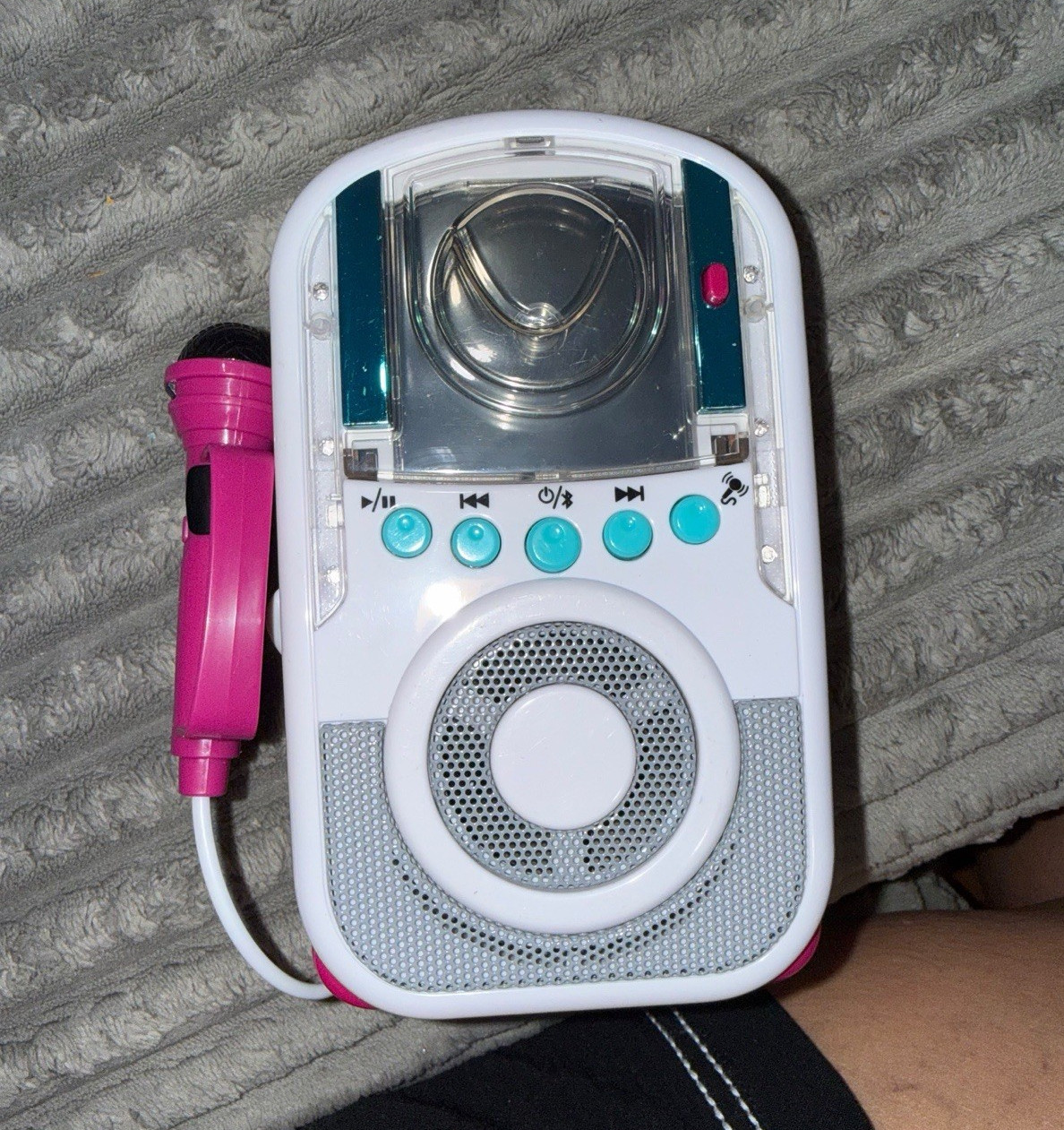 Portable Karaoke System Built-in Speaker w/ Microphone White/Pink 1800-32-WS