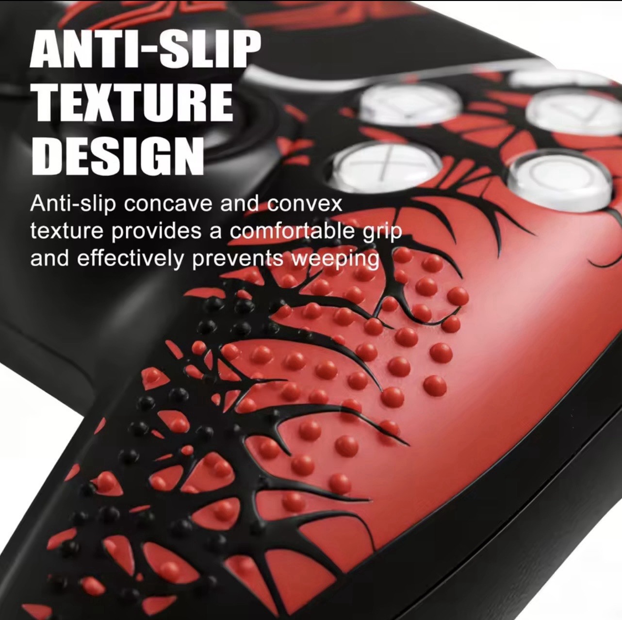 Spider-Themed PS5 Controller Skin Set Black/Red Anti-Slip Ergonomic