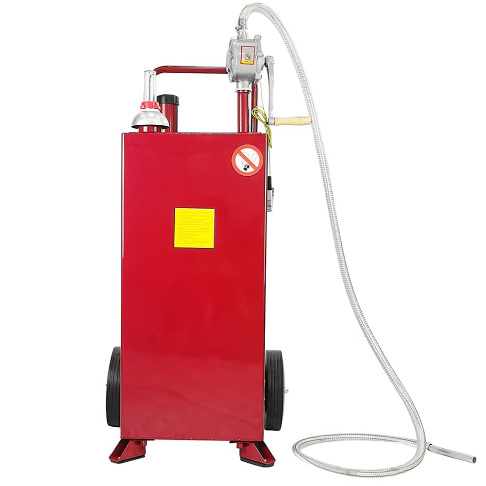 30 Gallon Gas Caddy Fuel Tank Hand Siphon Pump Wheels for Boat ATV Car Red