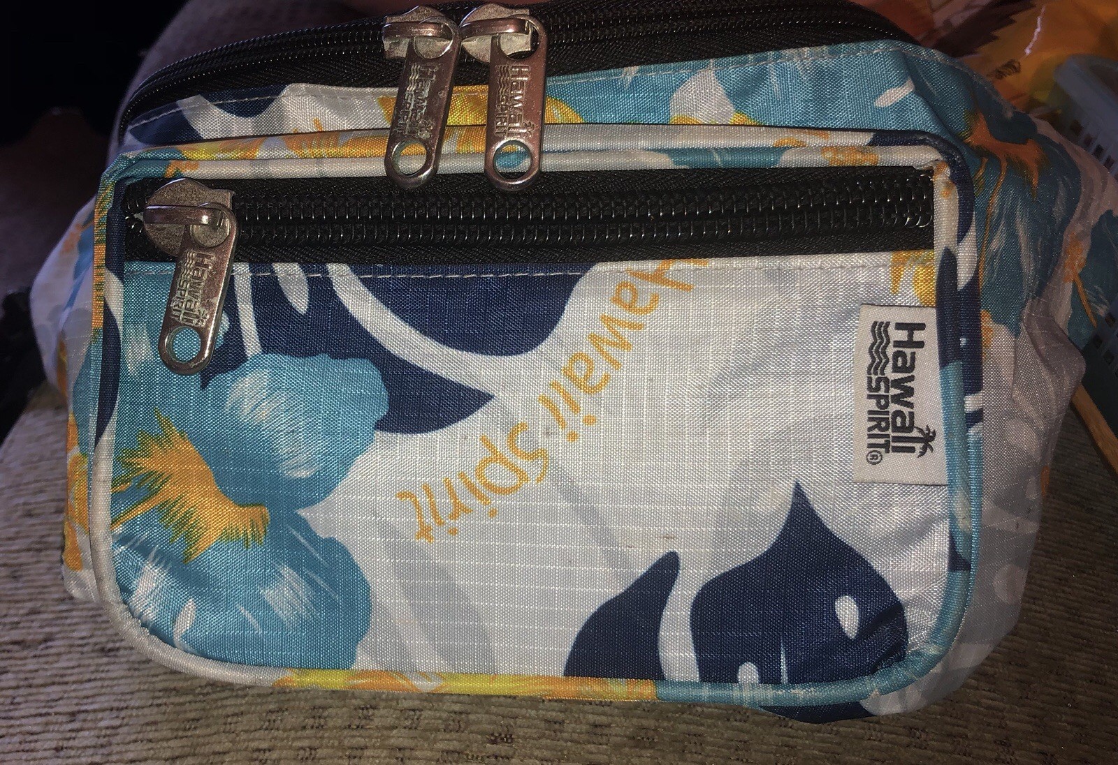 New Hawaii Spirit Fanny Pack Bag Hawaiian Print Blue Travel Waist Pouch Bag