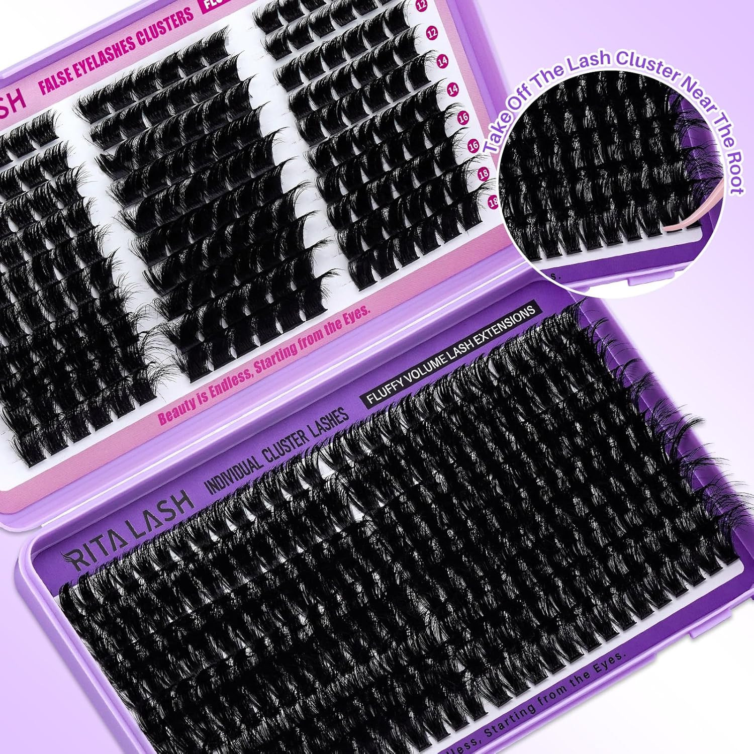 Cluster Lashes 460PCS 4 Style Lash Clusters Eyelash Extensions False Eyelashes D