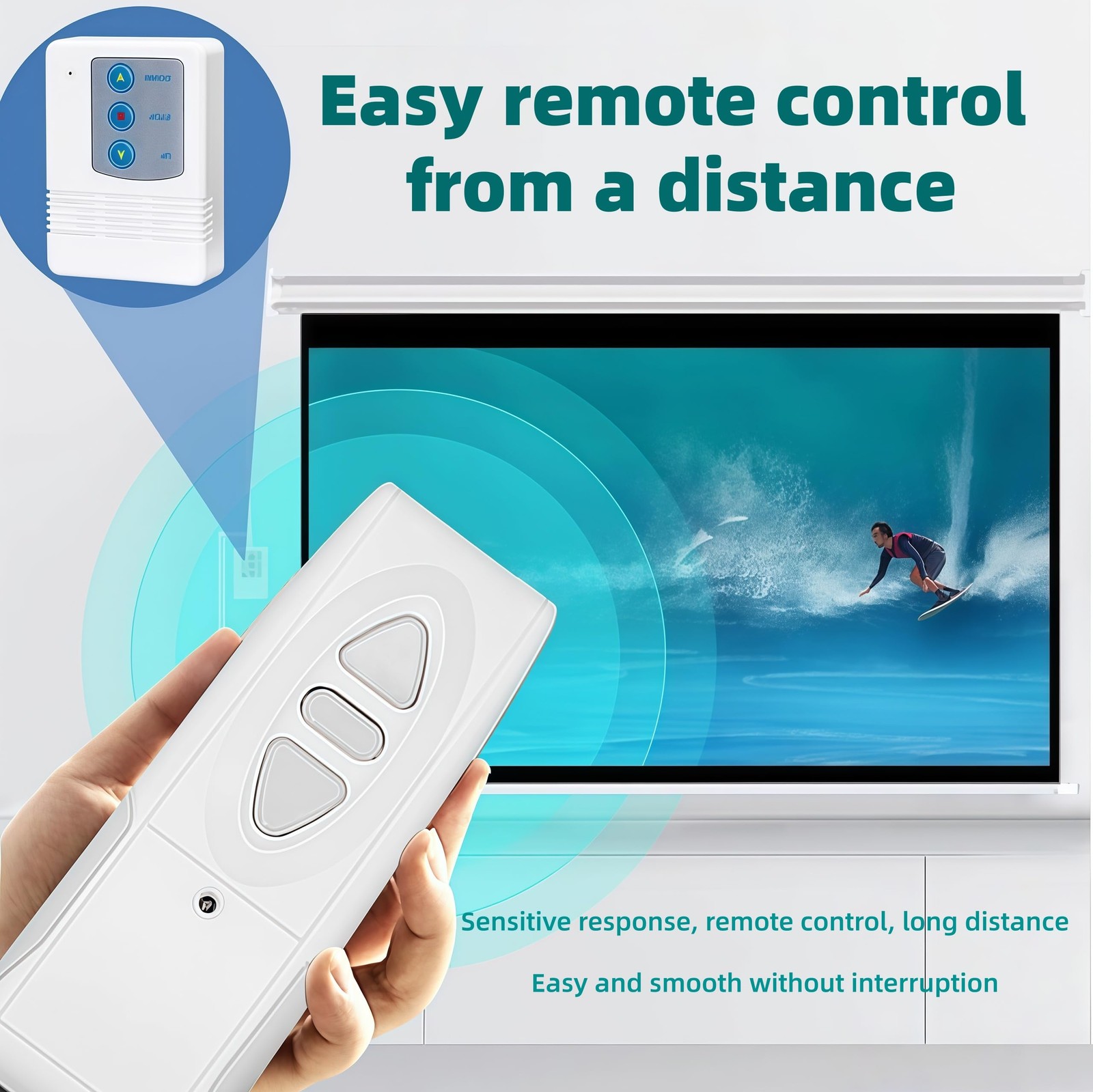 315MHz Wireless Remote Control Kit Projector Screen Electric Curtains White