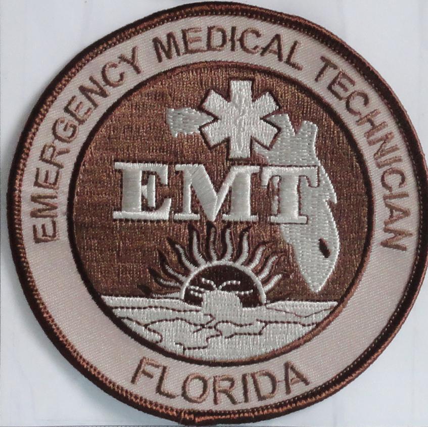 Florida EMT (Emergency Medical Tech) Patch- Subdued Desert/Tan 4" - W/ Hook/Loop