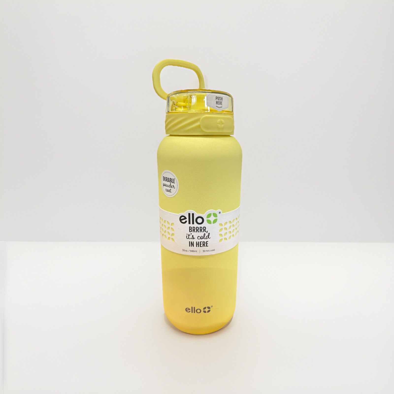 Ello 32 oz Water Bottle Screw Type Pop Top/ Straw - Lemonade Yellow - BRR Cold