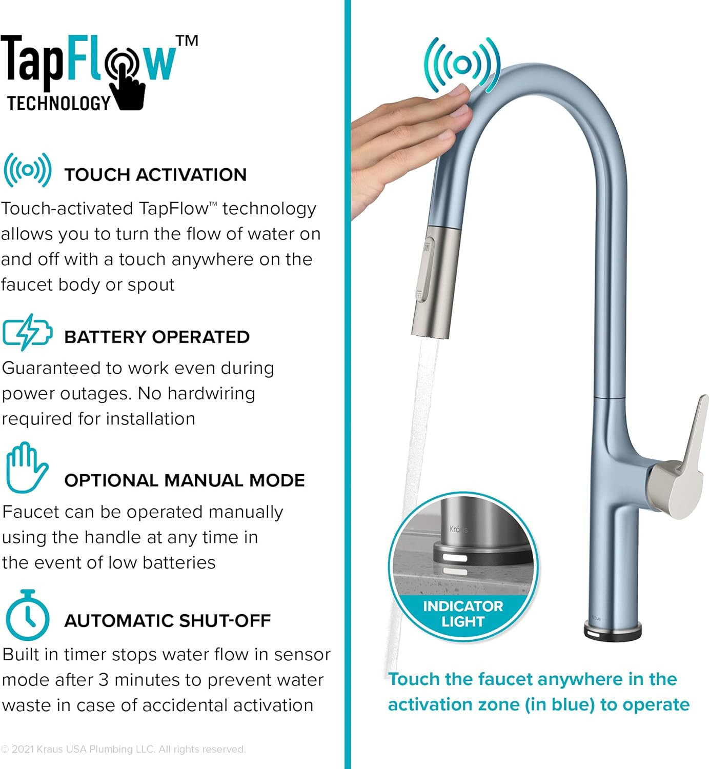 Modern Matte Black Pull-Down Kitchen Faucet with Touch Control - Oletto KTF-3101