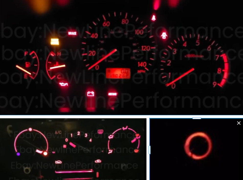 Red Cluster  + Climate Control + Ring  LED Bulbs for Subaru Impreza WRX 02-07
