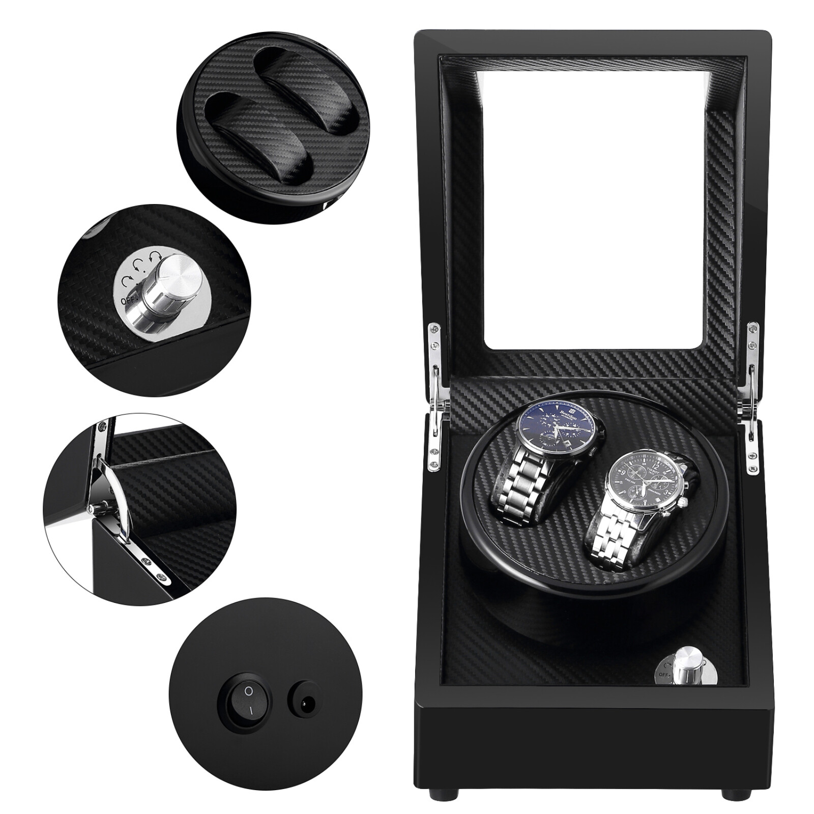 UTEN Automatic Rotation Watch Winder Storage Display Case w/ Speed Regulation