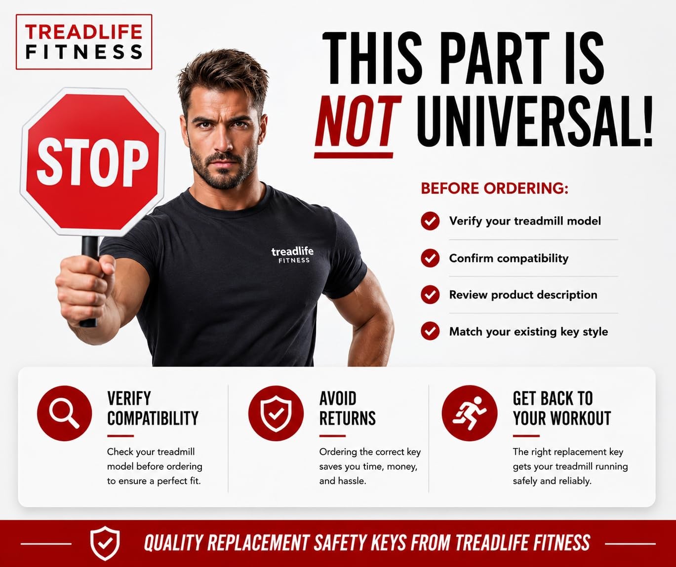Universal Treadmill Magnet Safety Key Replacement | Compatible with NordicTra...