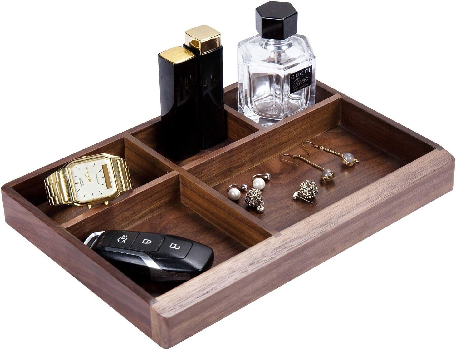 Black Walnut Multi-Functional Distressed Vintage Wooden Storage Box, Desk Org…