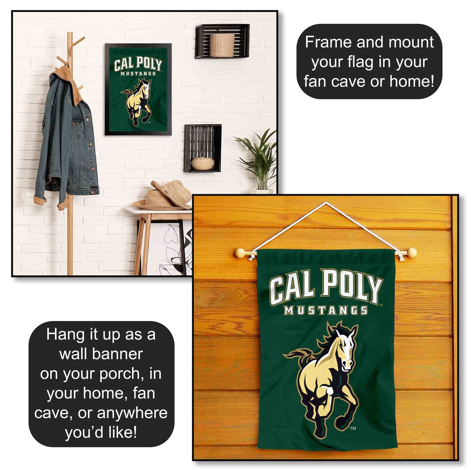 Cal Poly Mustangs Wordmark Garden Flag and Yard Banner