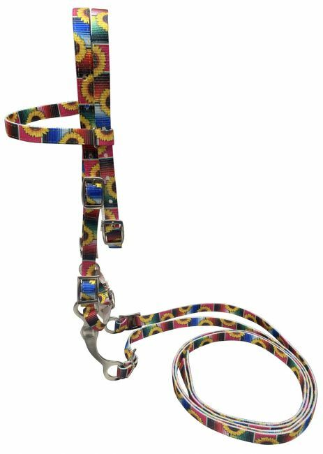 Showman Pony Size Nylon Sunflower & Serape Print Browband Headstall w/ Bit!