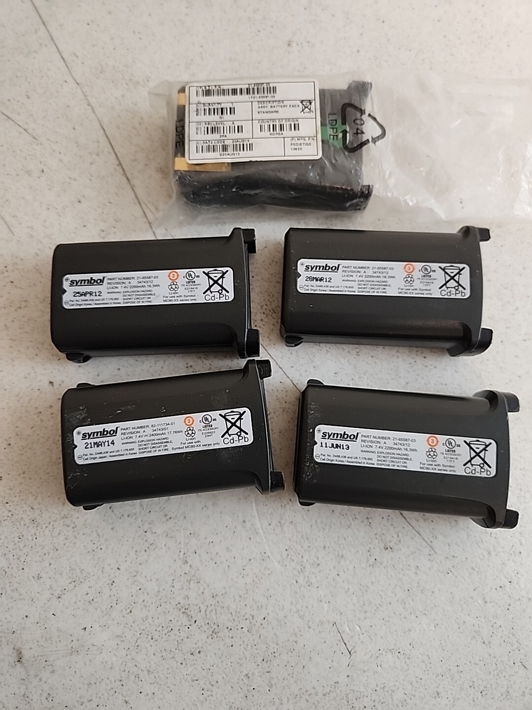 Pack of 5 Symbol MC9090 Battery MC9190 Battery MC92N0 Battery 21-65587-03 Zebra
