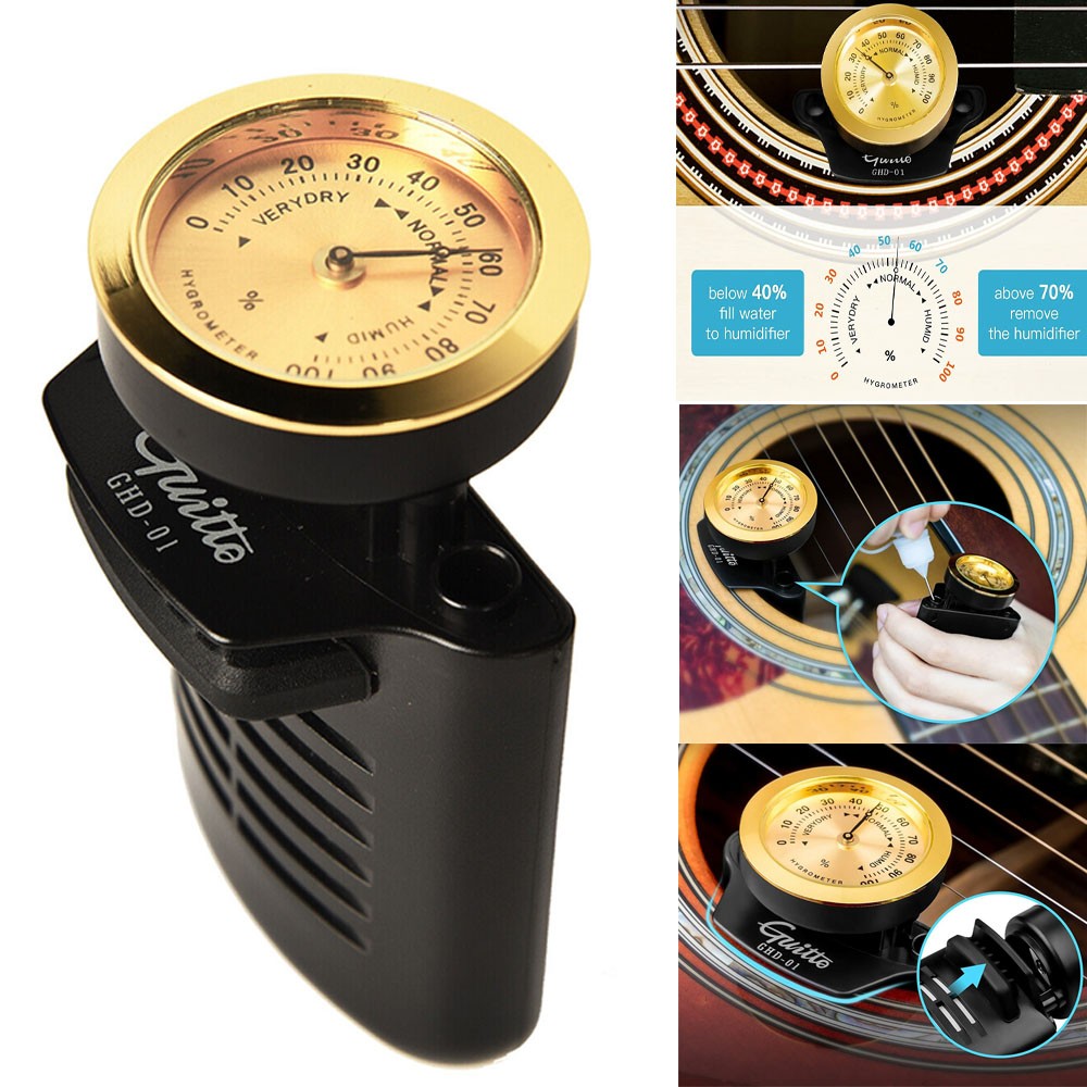 Guitar Humidifier Sound Holes Care Hygrometer For Folk Classical Acoustic Guitar